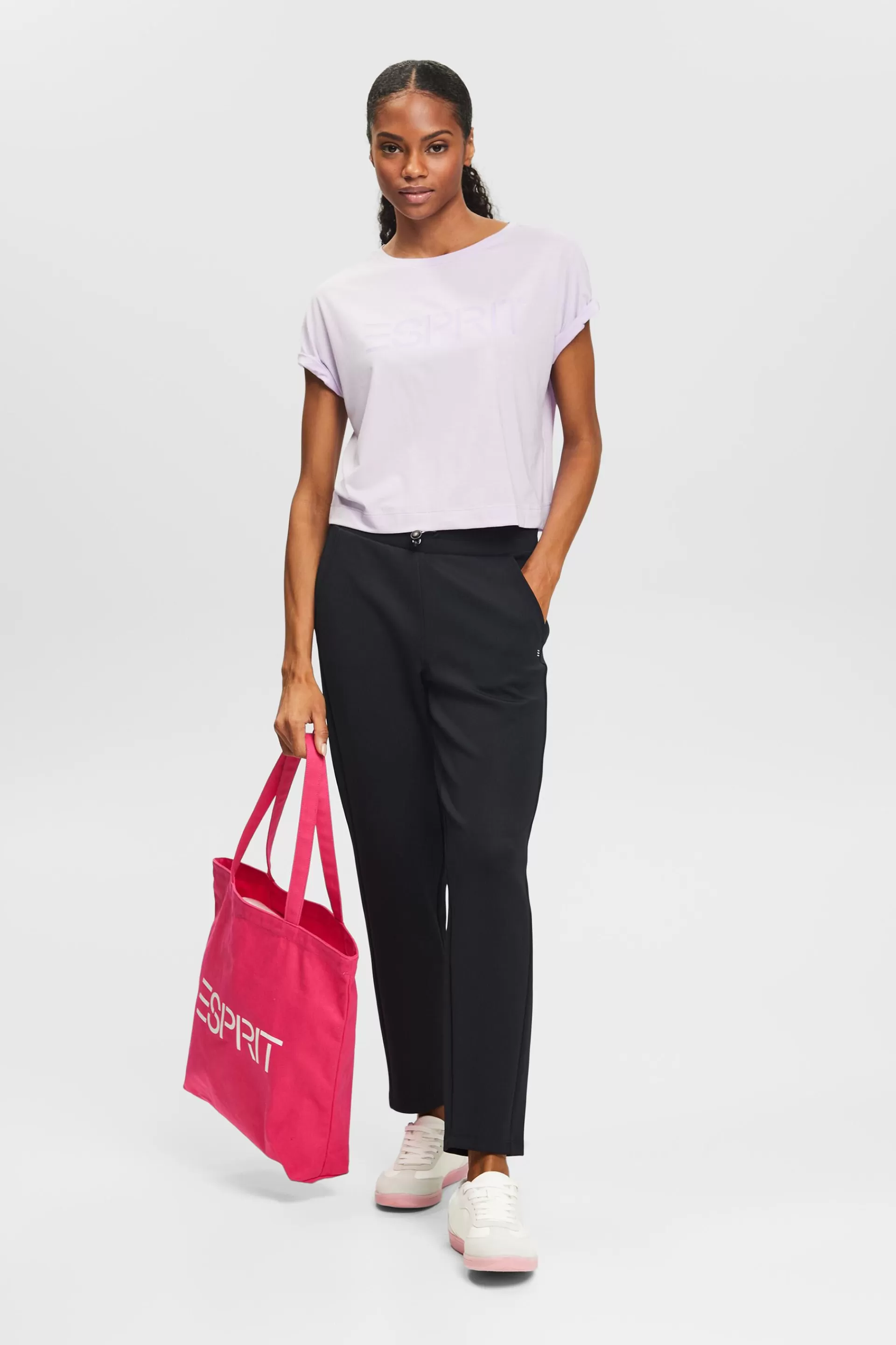Jersey-T-Shirt mit Logo-ESPRIT Online
