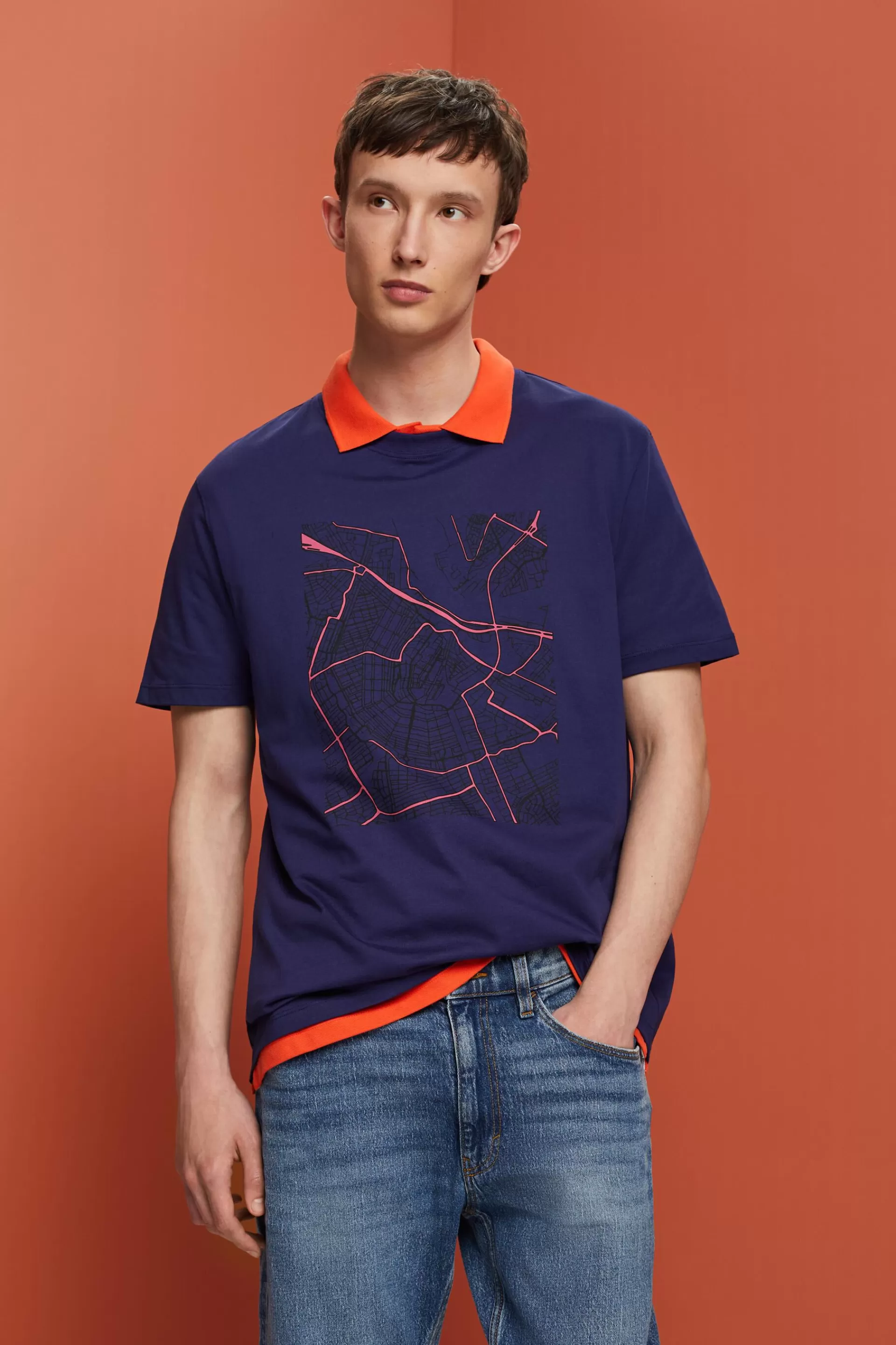 Jersey-T-Shirt mit Print-ESPRIT Cheap