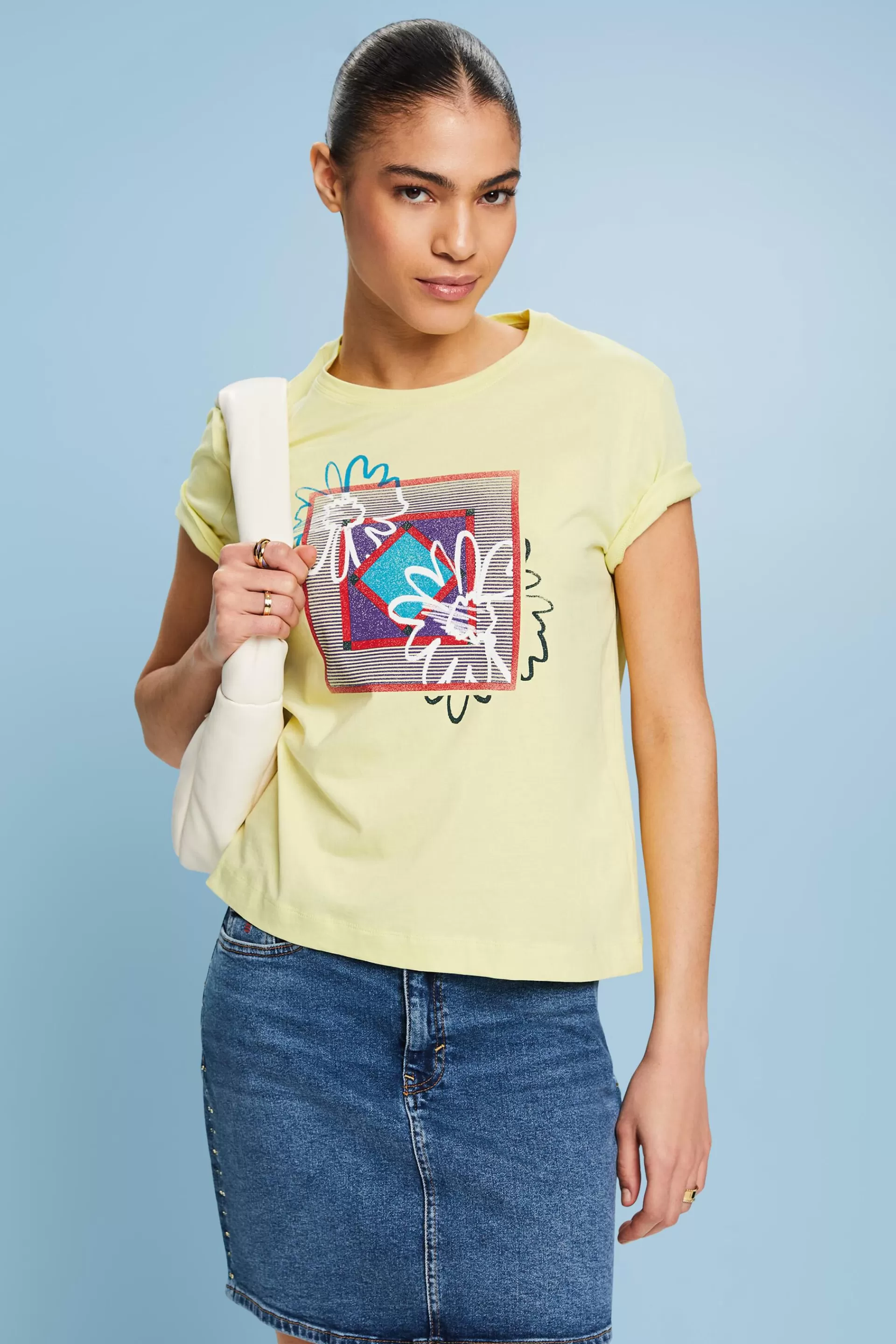 Jersey-T-Shirt mit Print vorne-ESPRIT Store