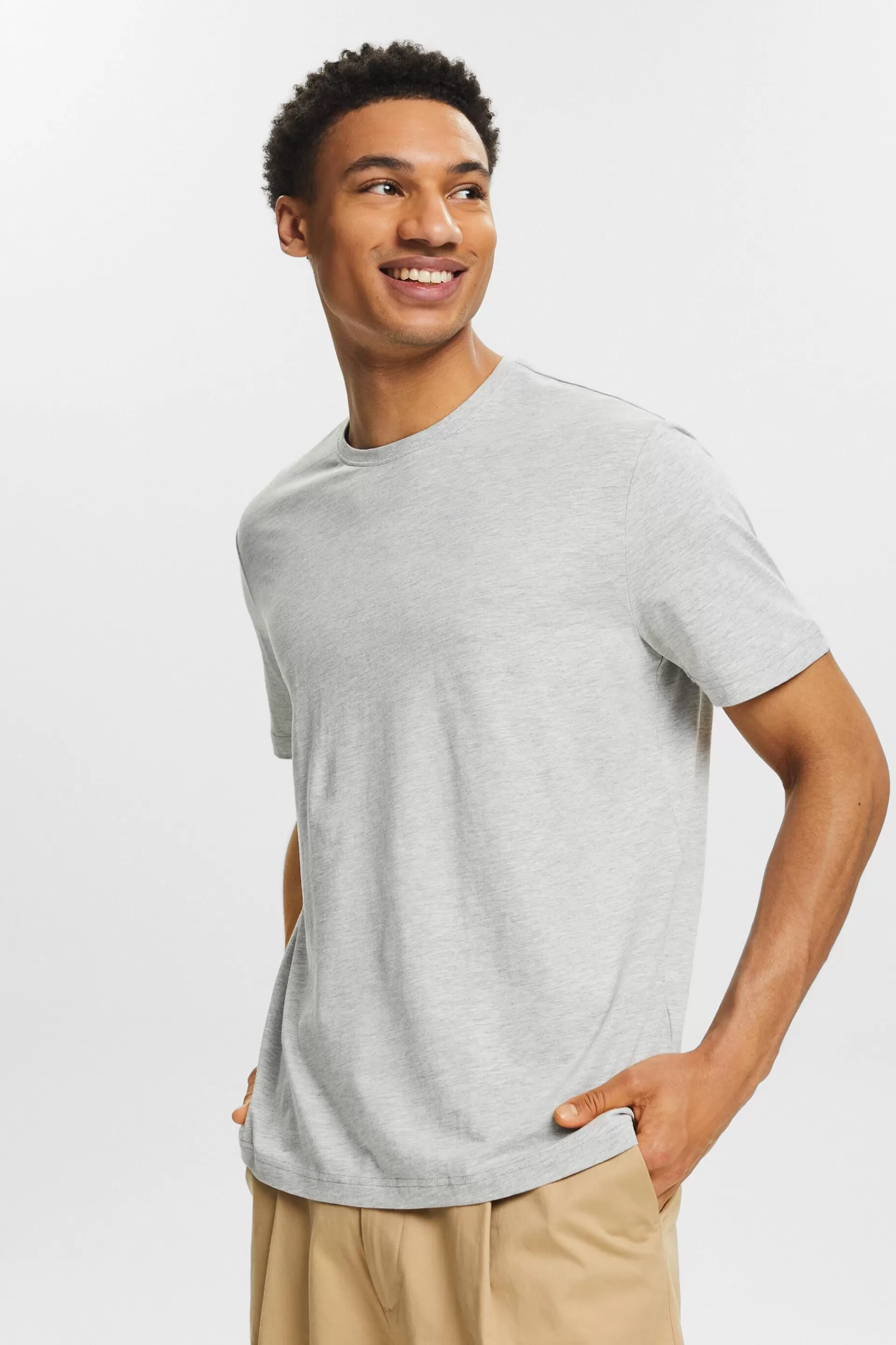 Jersey-T-Shirt mit Rundhalsausschnitt-ESPRIT Store