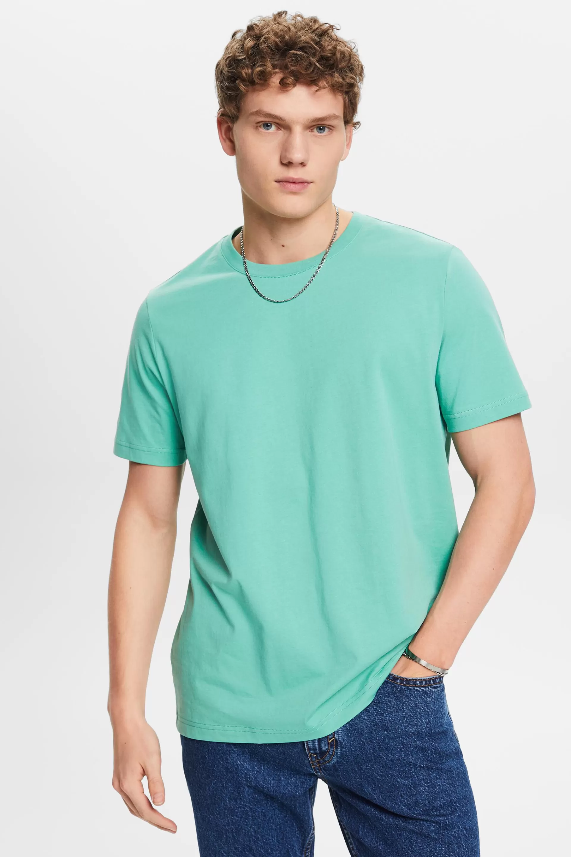 Jersey-T-Shirt mit Rundhalsausschnitt-ESPRIT Online