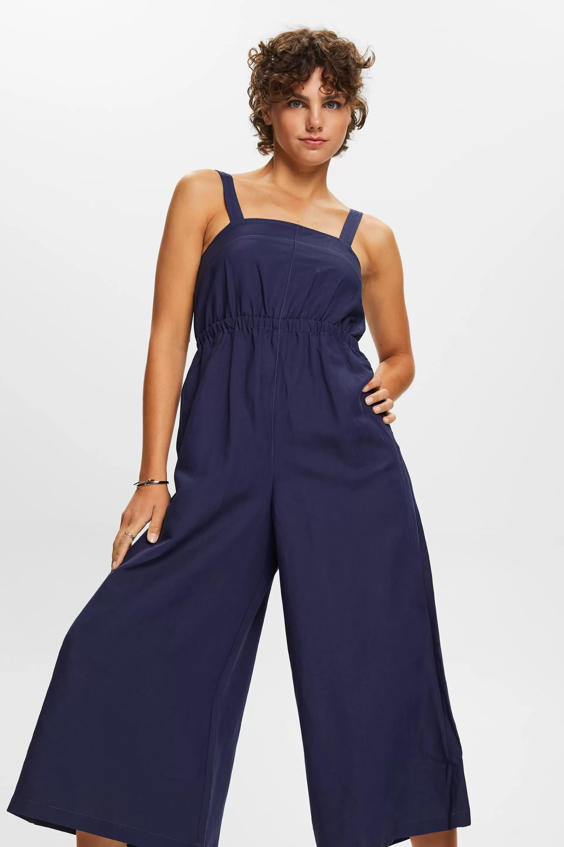 Jumpsuit mit weitem Bein, Leinenmix-ESPRIT Cheap