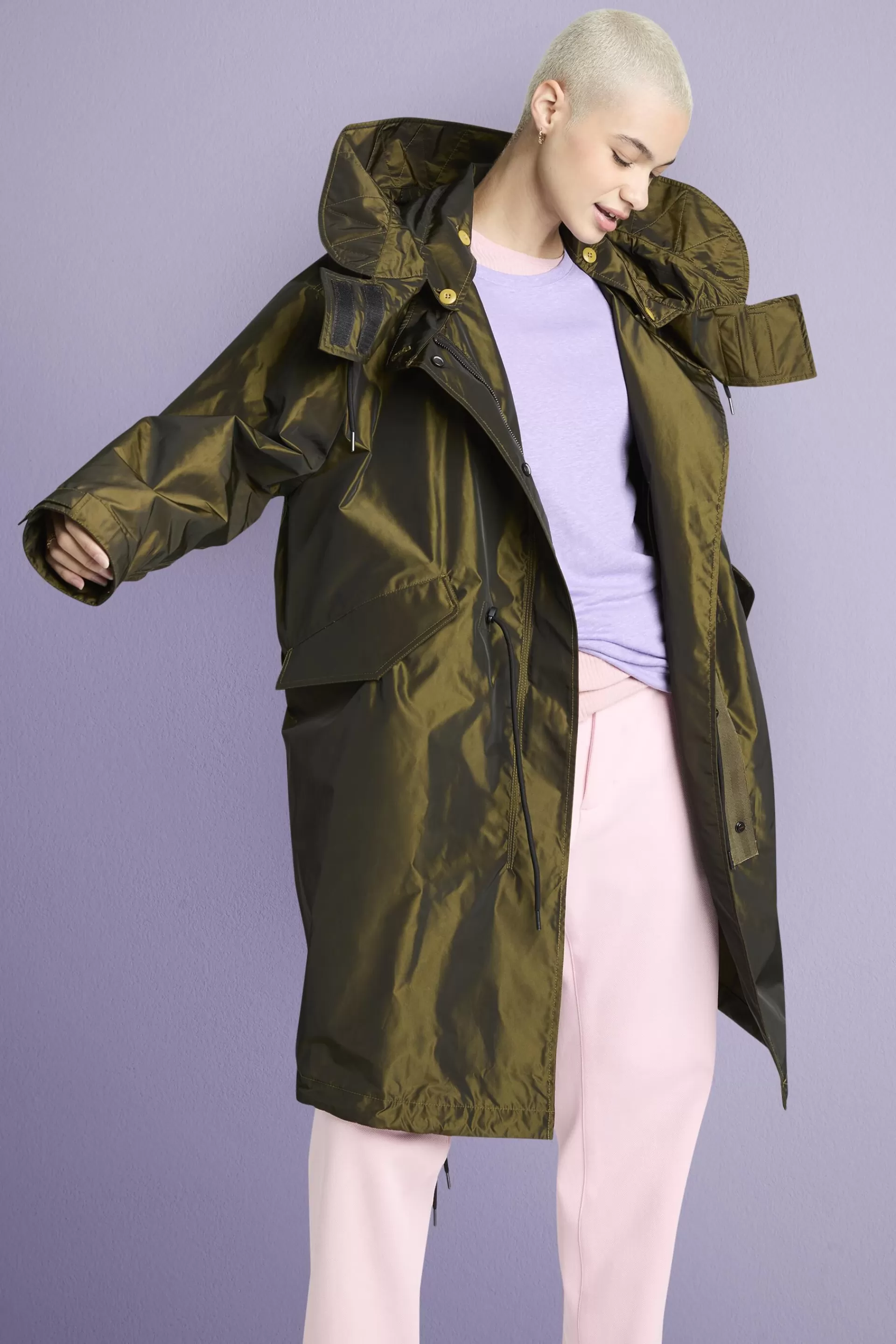 Kapuzen-Parka im Metallic-Look-ESPRIT Outlet