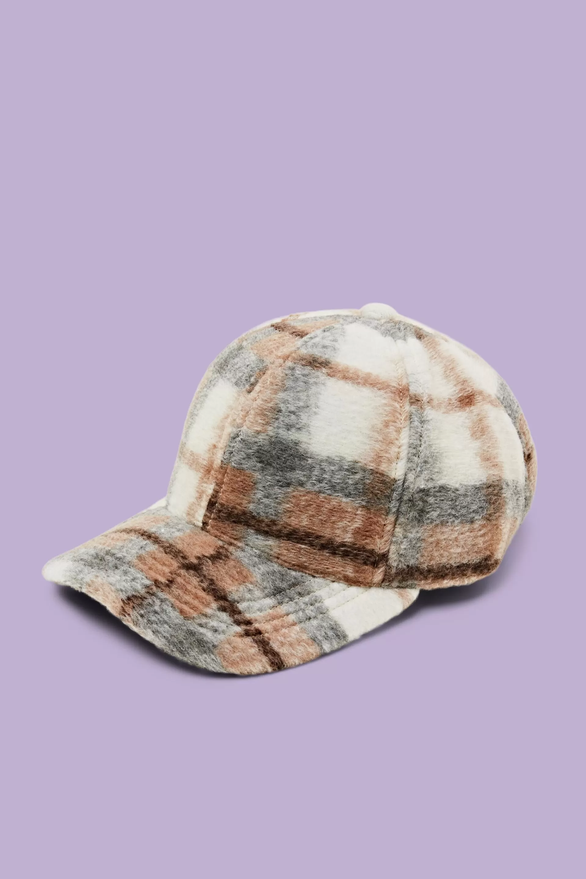 Karierte Basecap aus weich aufgerautem Stoff-ESPRIT Hot