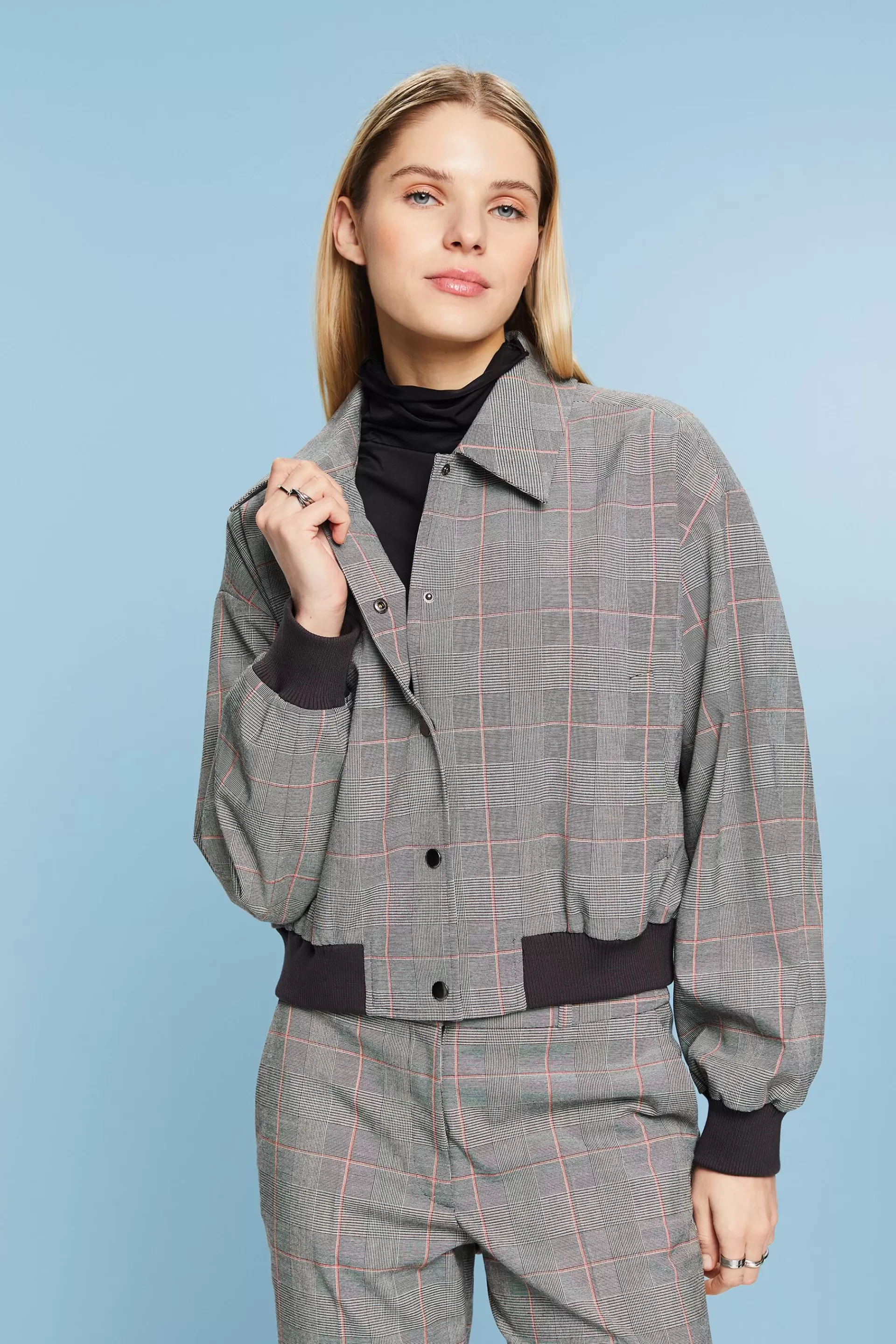 Karierte Bomberjacke in Cropped-Länge-ESPRIT New