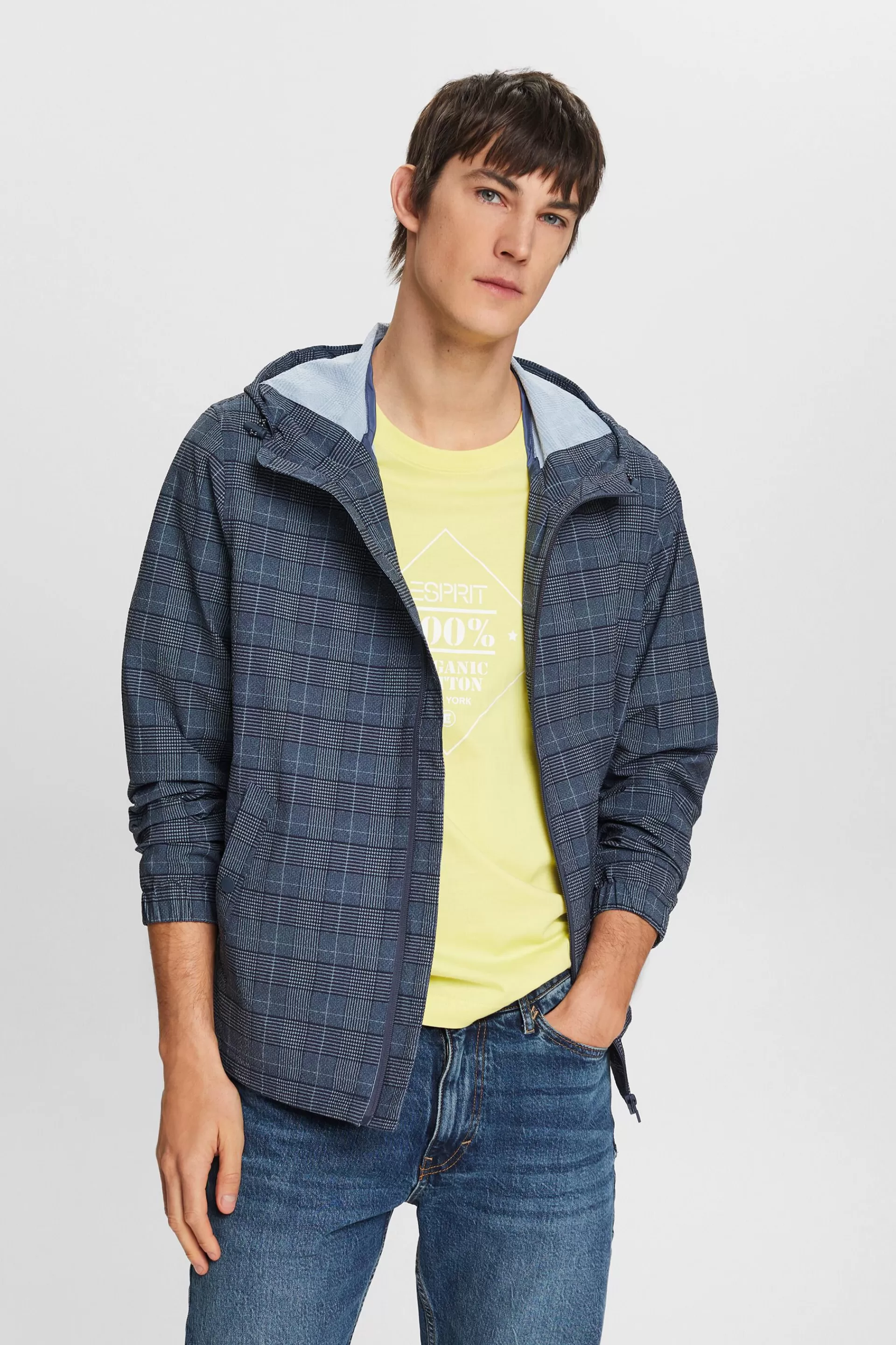 Karierte Jacke mit Kapuze und Reißverschluss-ESPRIT Best Sale