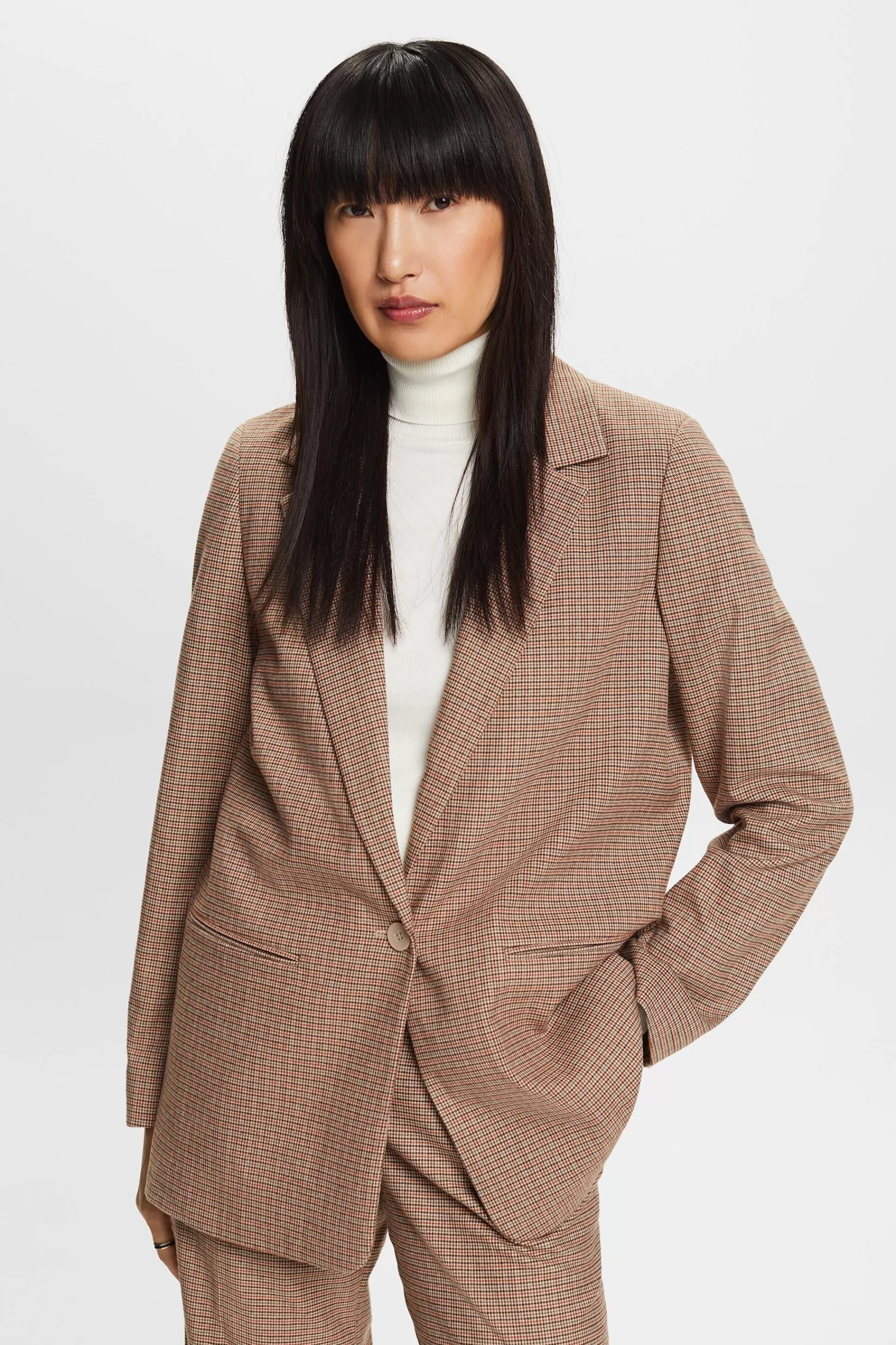 Karierter Blazer mit Einzelknopf-ESPRIT Sale