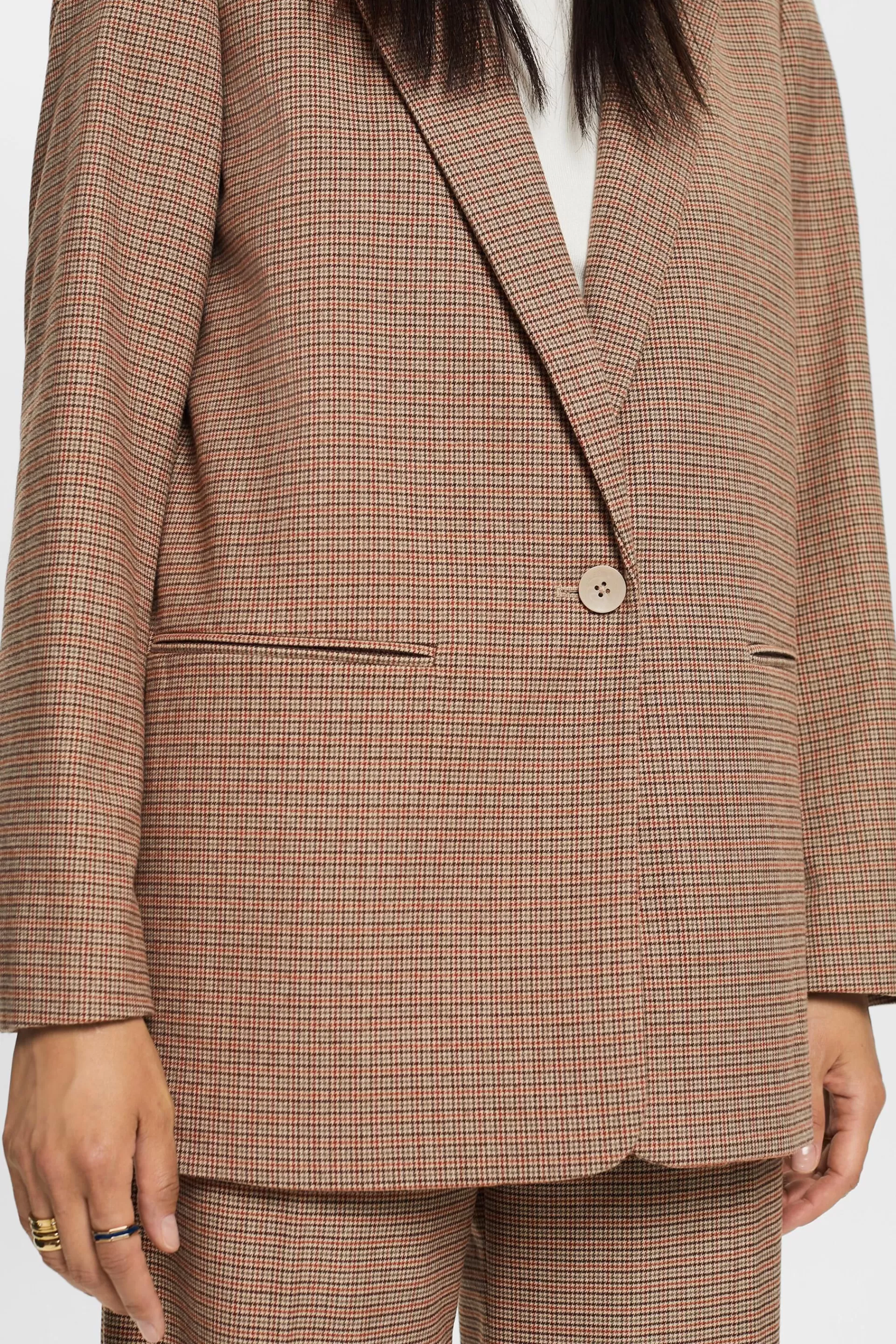 Karierter Blazer mit Einzelknopf-ESPRIT Sale