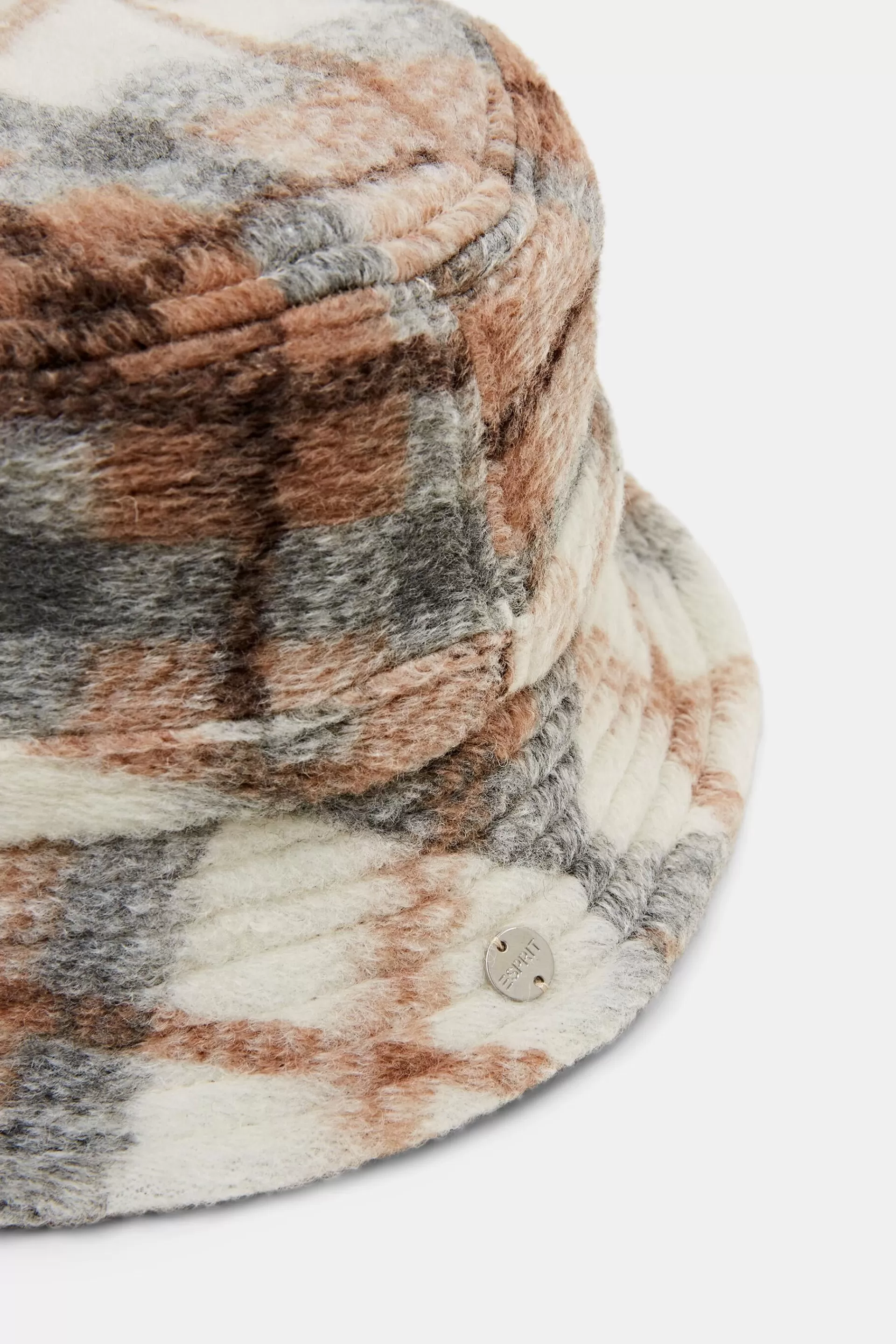 Karierter Bucket Hat aus weich aufgerautem Stoff-ESPRIT Online