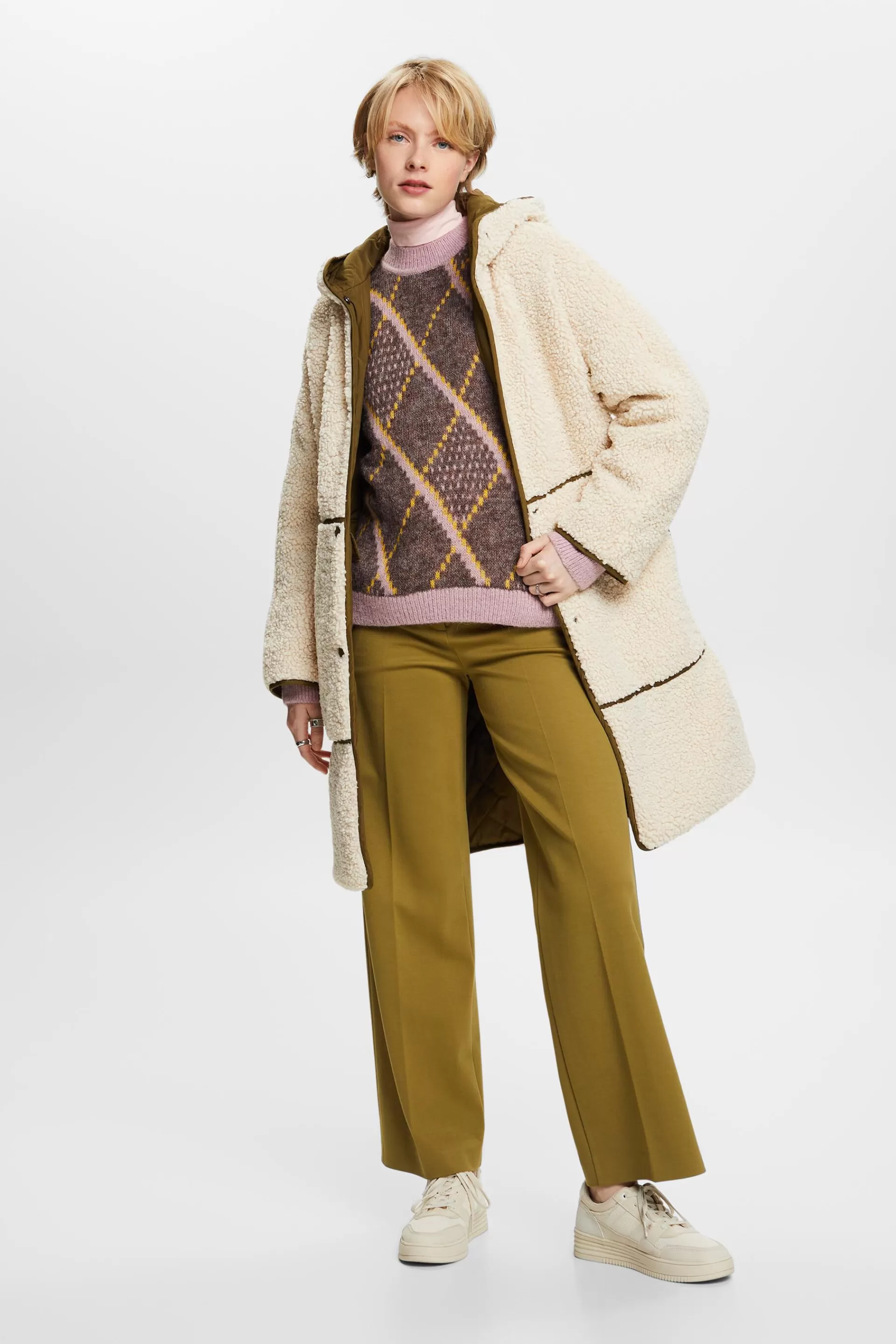 Karierter Pullover aus Wollmix-ESPRIT Shop