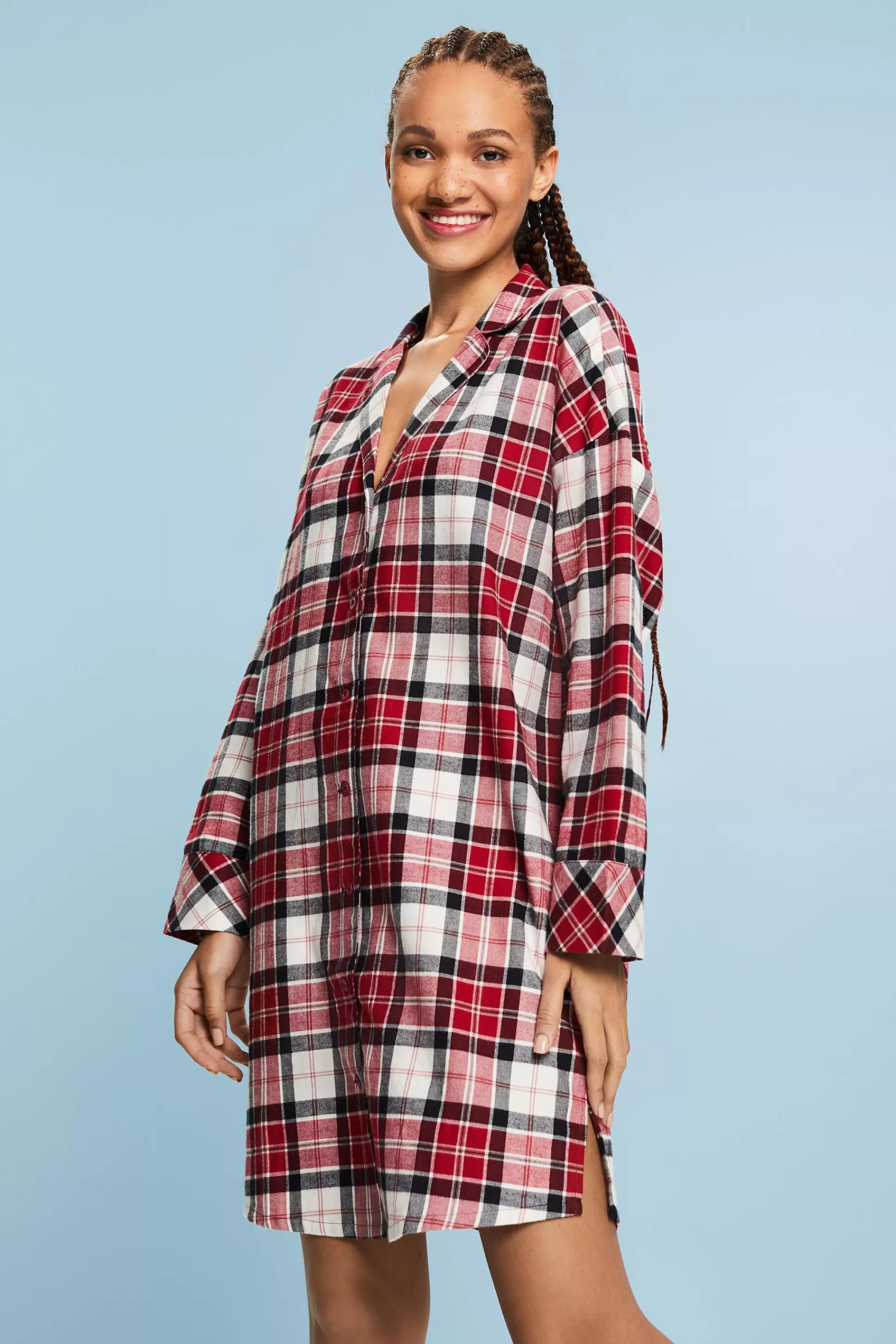 Karo-Nachthemd aus Flanell-ESPRIT Cheap