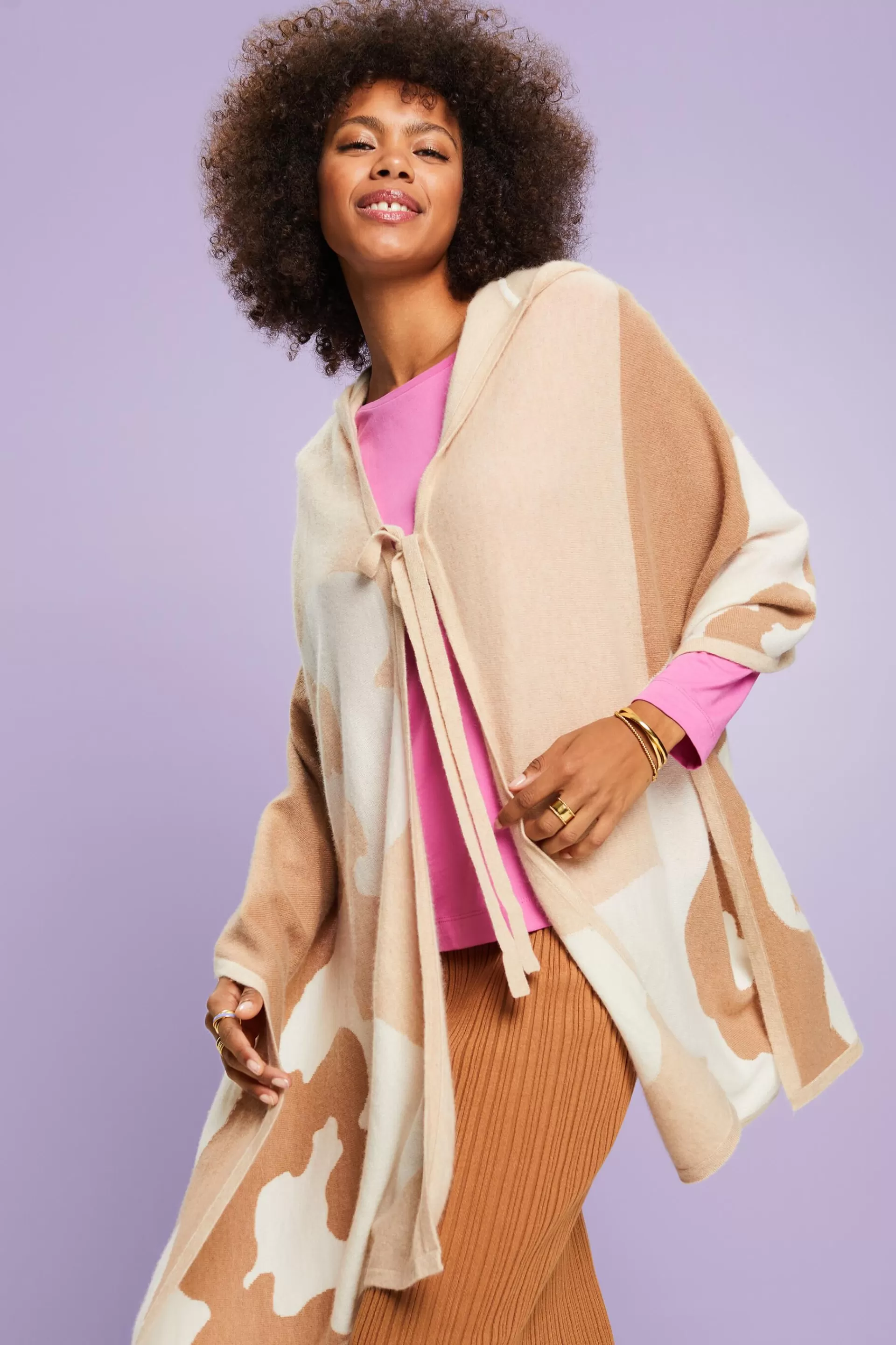 Kaschmirponcho mit Kapuze-ESPRIT Outlet