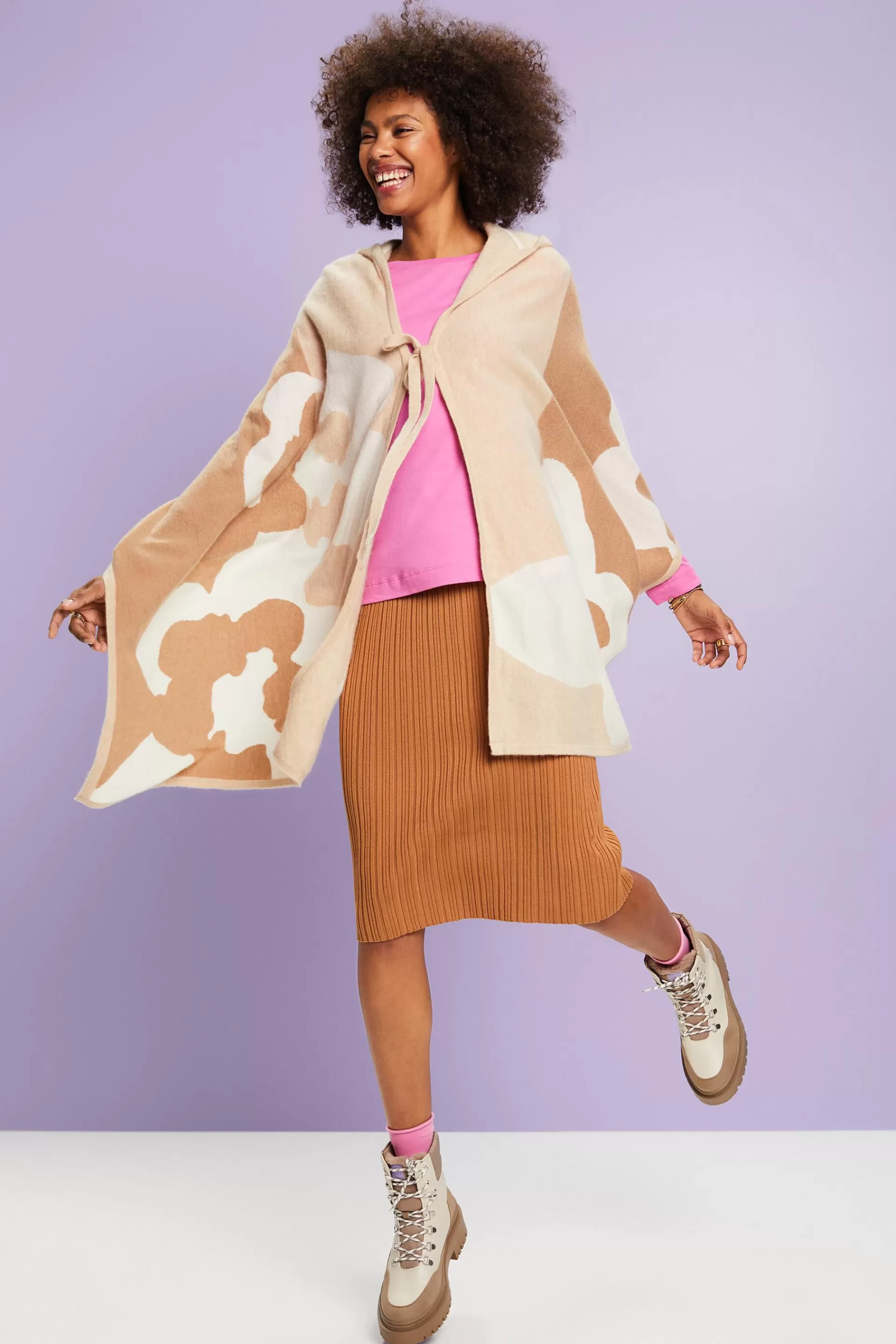 Kaschmirponcho mit Kapuze-ESPRIT Outlet