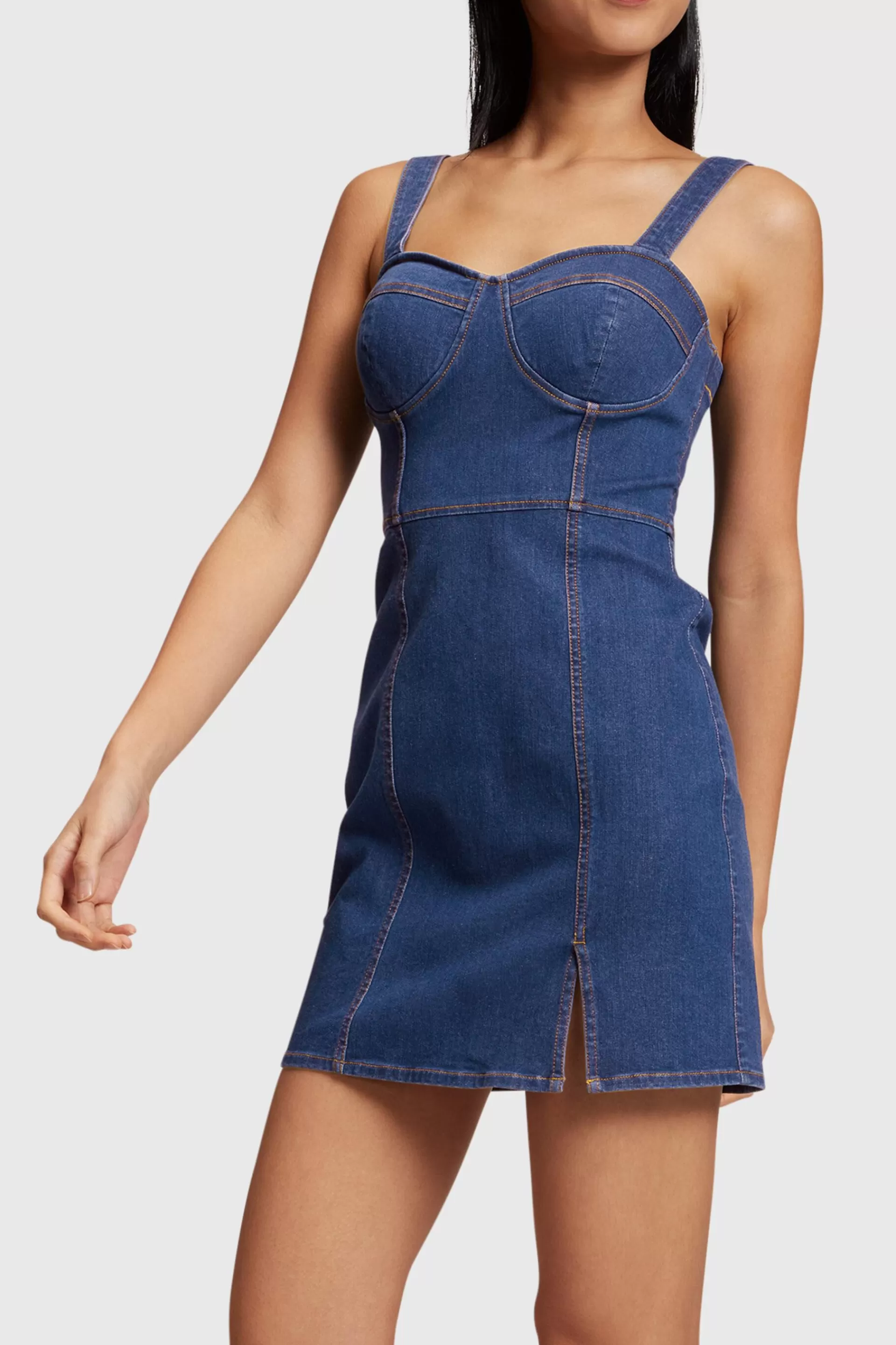 KÖRPERFORMENDES 4-Wege-Stretch-Denim Bustierkleid-ESPRIT Discount
