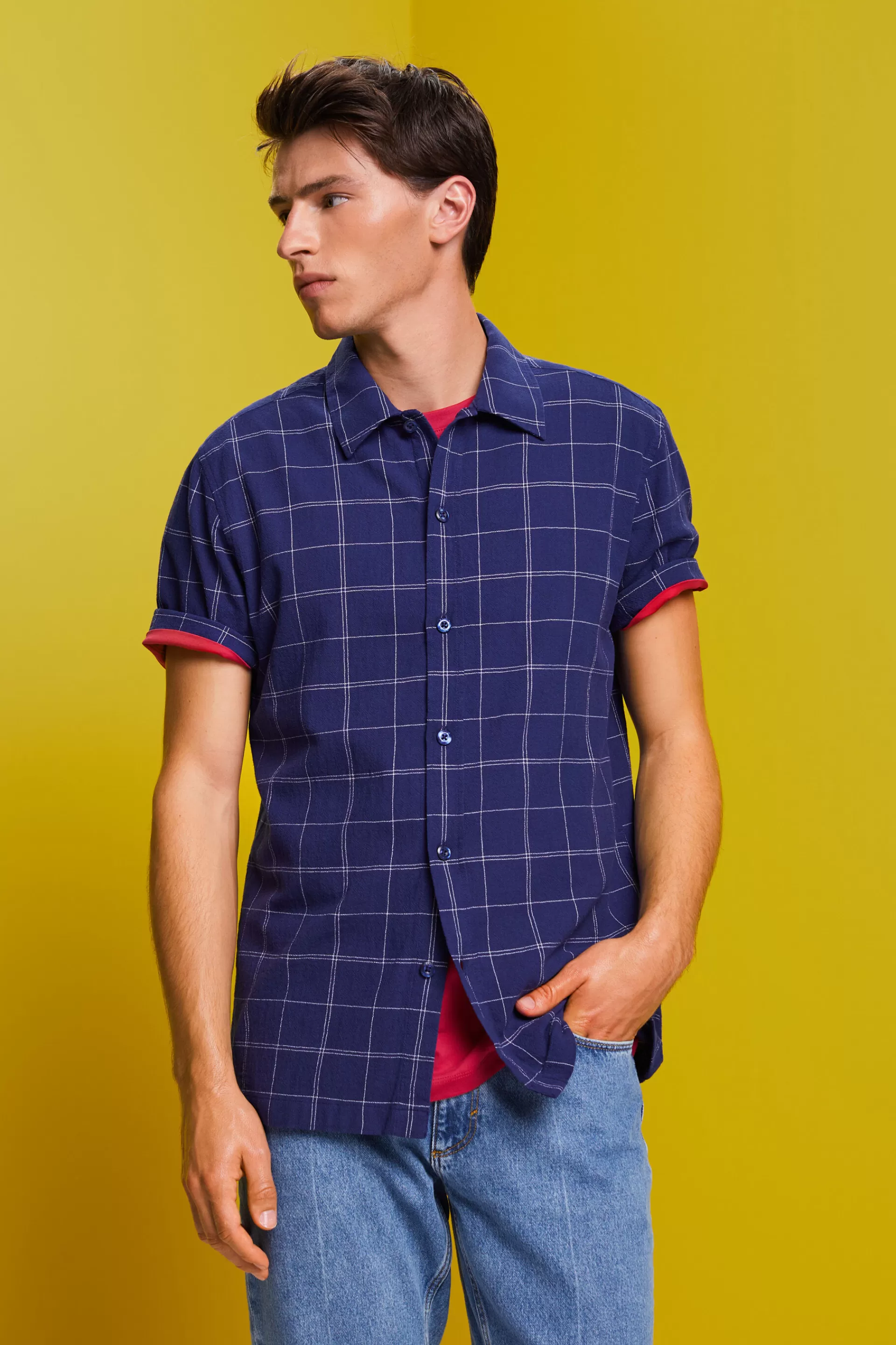 Kurzarm-Hemd aus 100% Baumwolle-ESPRIT Online
