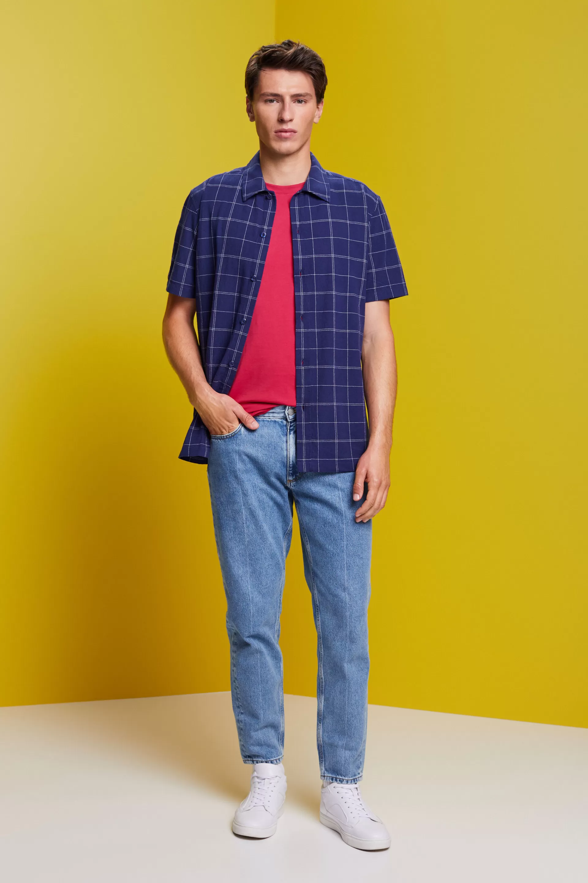 Kurzarm-Hemd aus 100% Baumwolle-ESPRIT Online