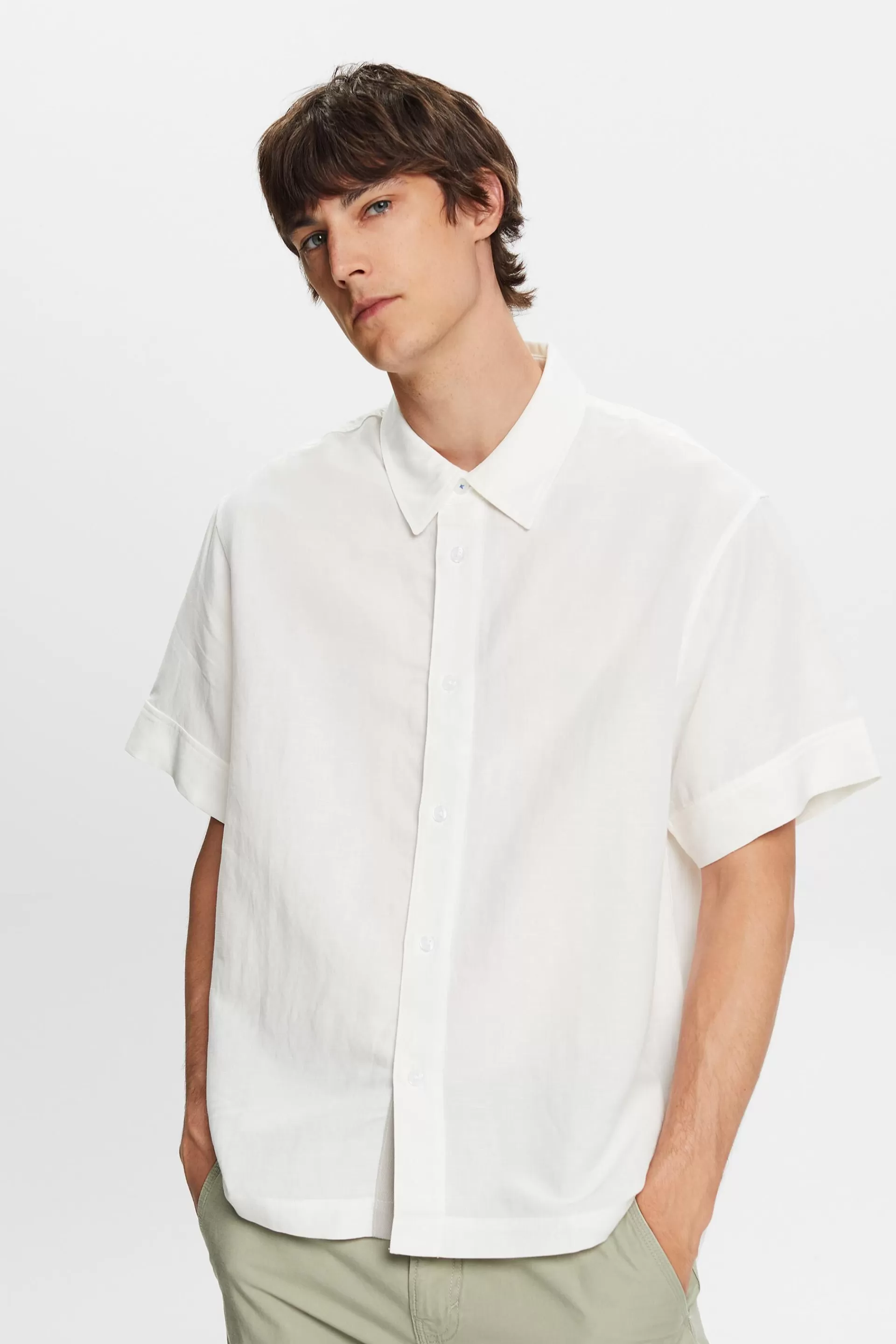 Kurzarmhemd, Leinenmix-ESPRIT Outlet