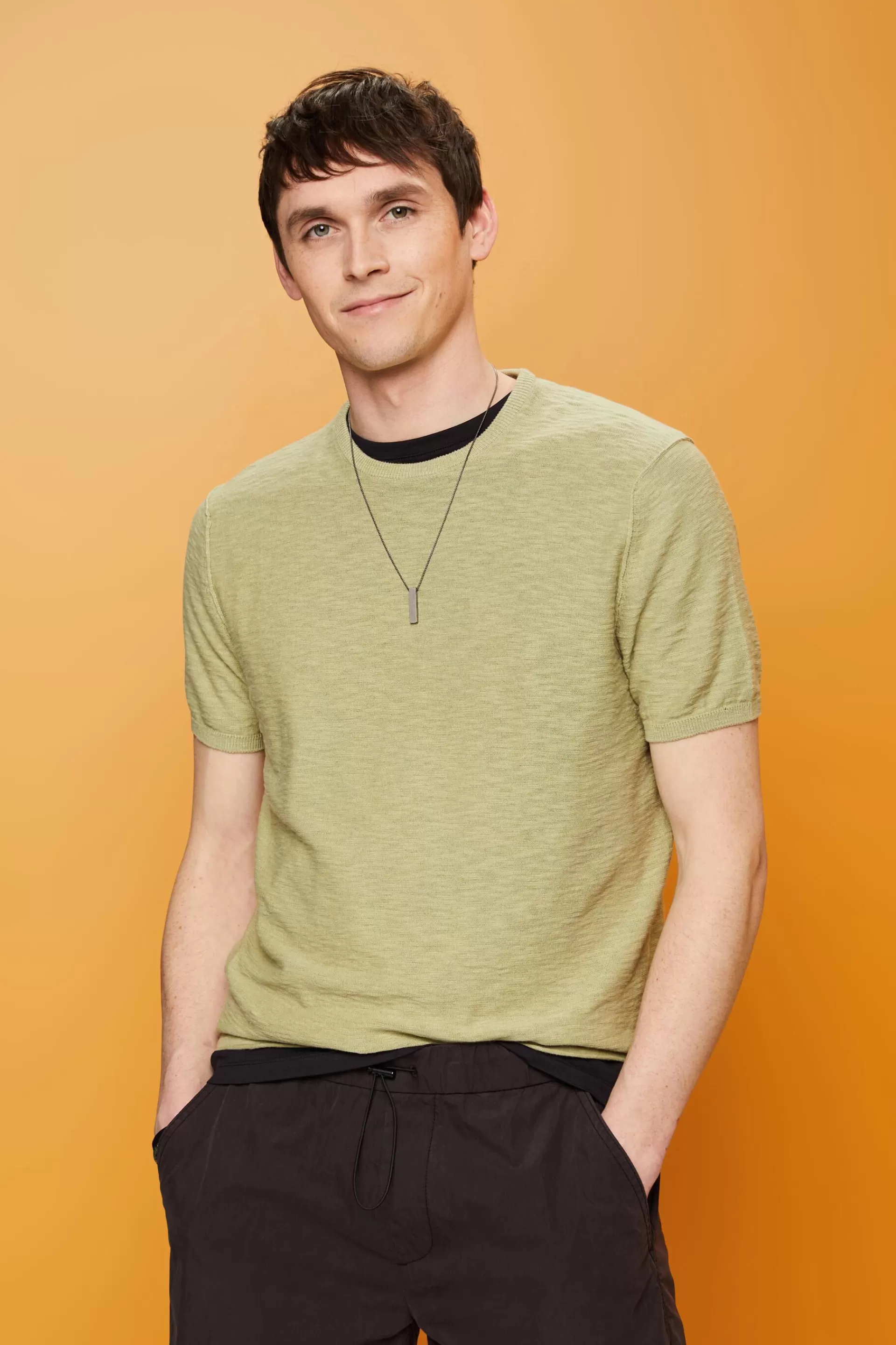 Kurzärmeliger Pullover, Baumwoll-Leinenmix-ESPRIT Discount