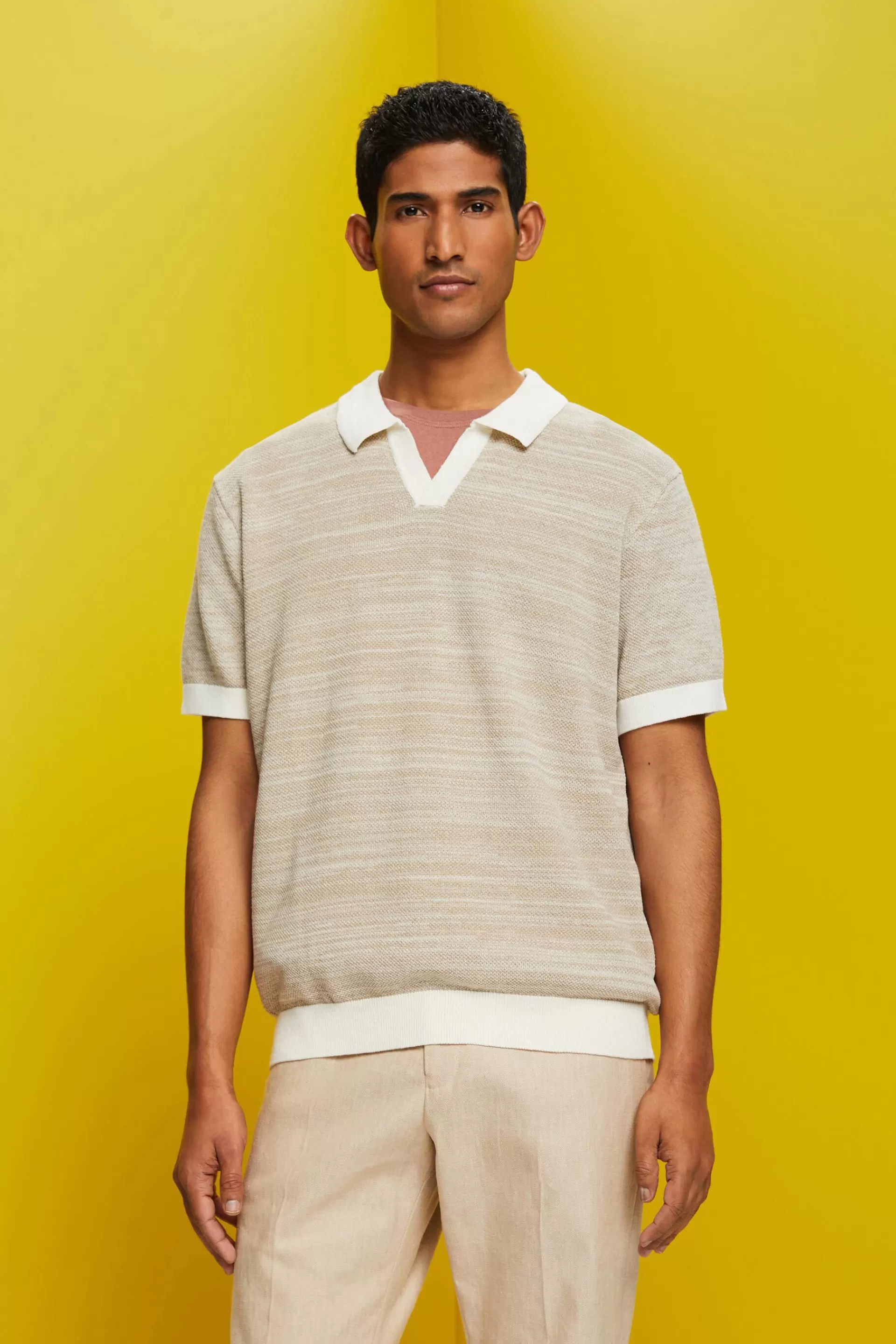 Kurzärmeliger Pullover mit Polokragen-ESPRIT Shop