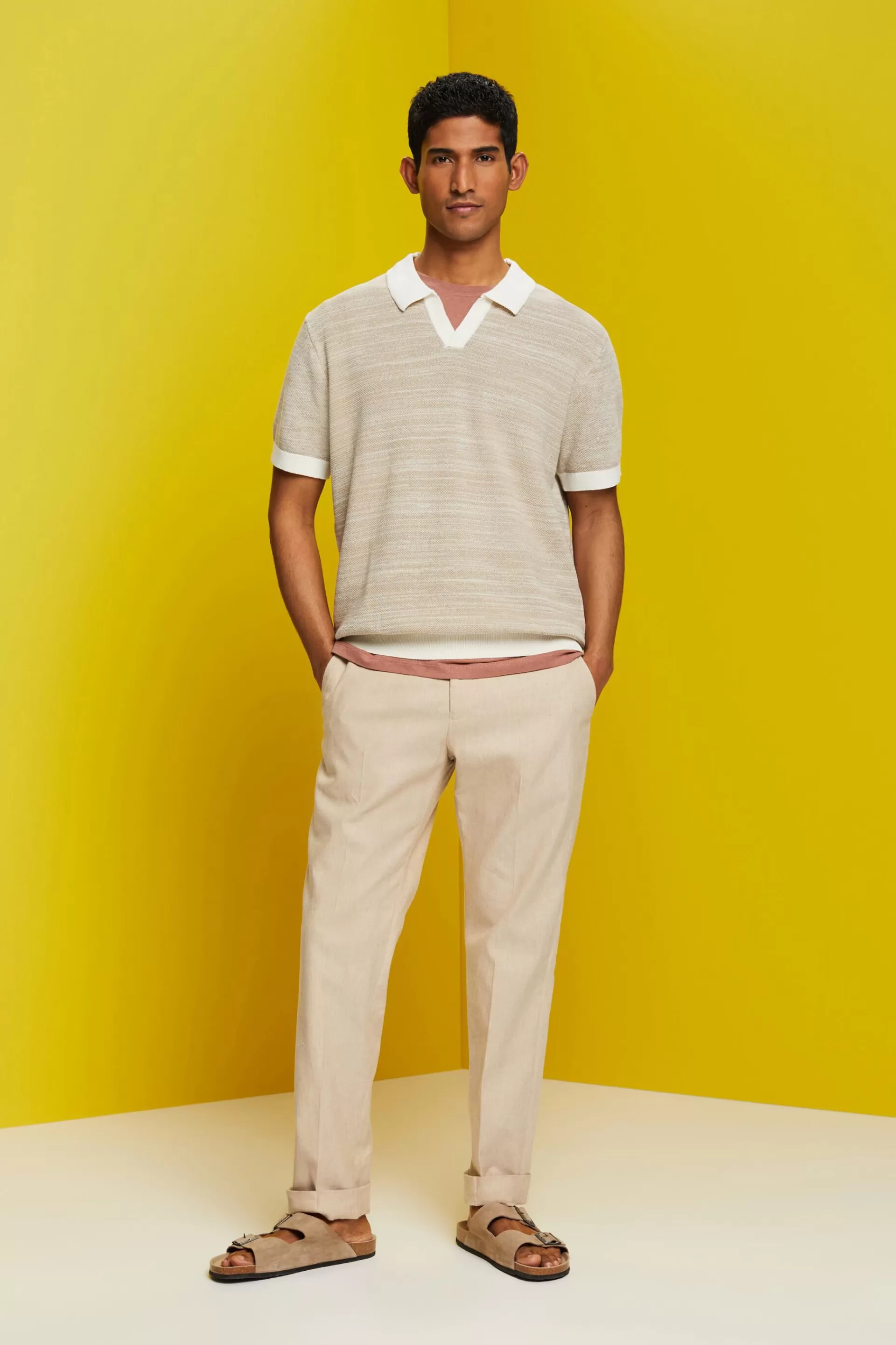 Kurzärmeliger Pullover mit Polokragen-ESPRIT Shop