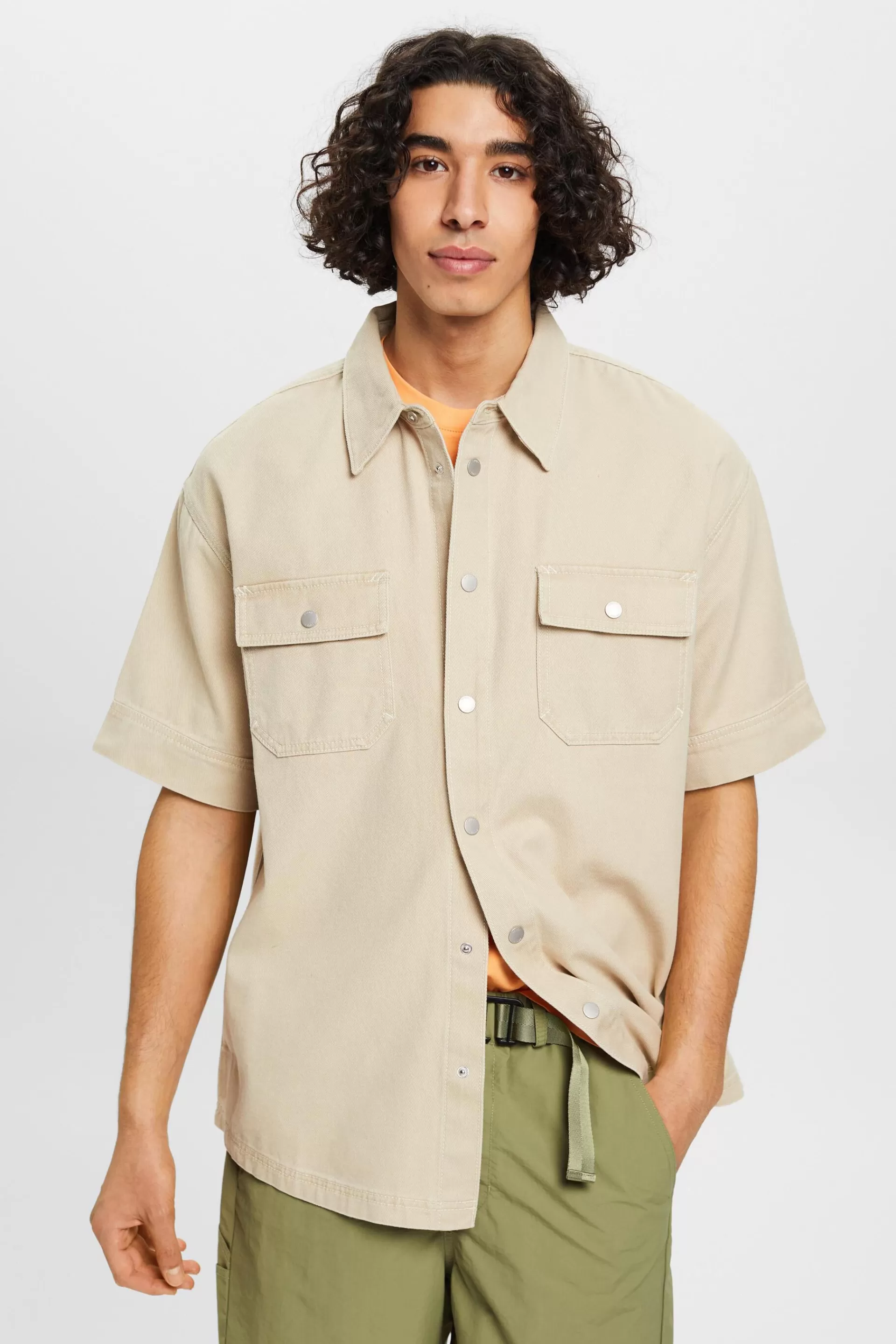 Kurzärmeliges Hemd im Boxy-Style-ESPRIT Sale