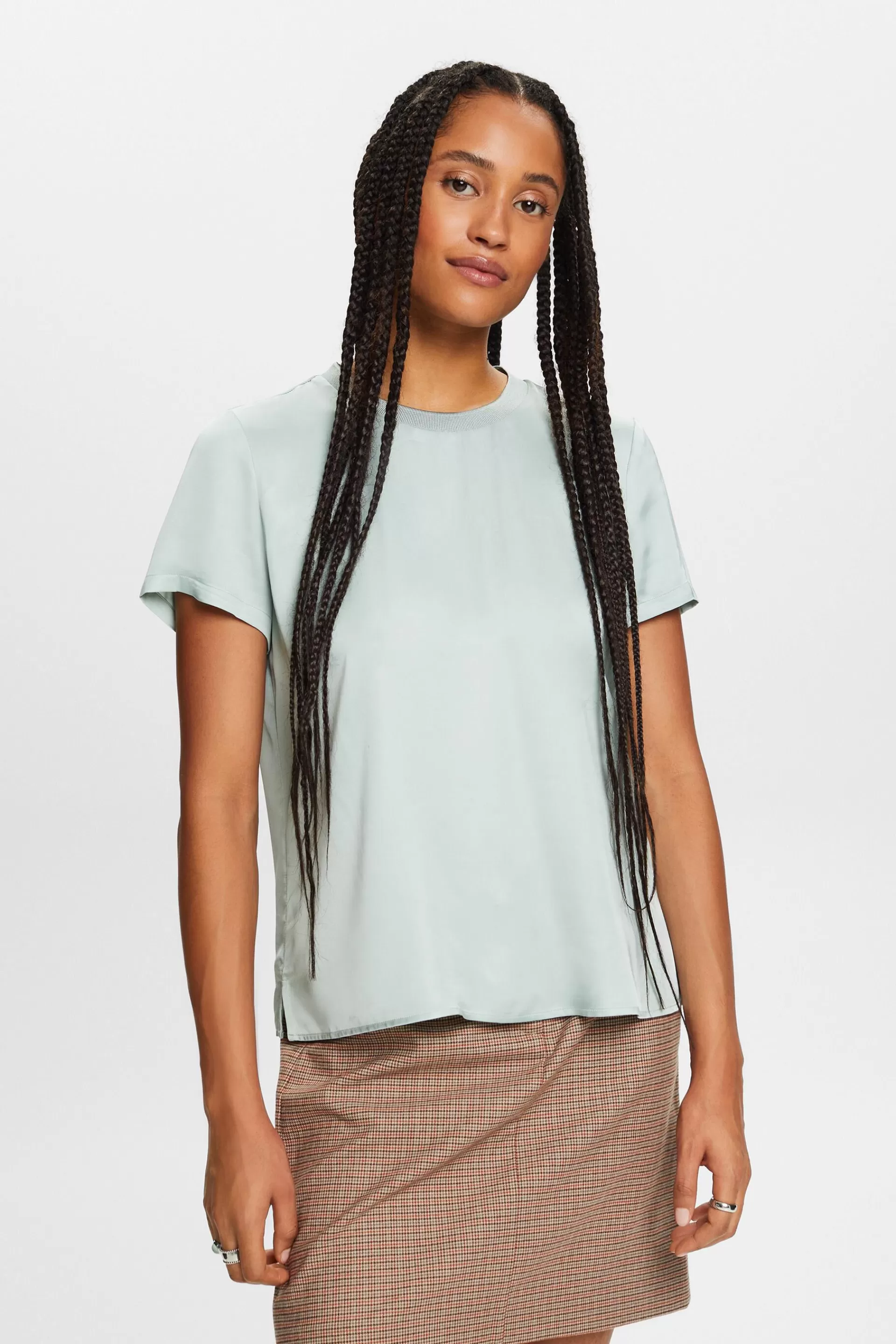 Kurzärmlige Satinbluse-ESPRIT Store