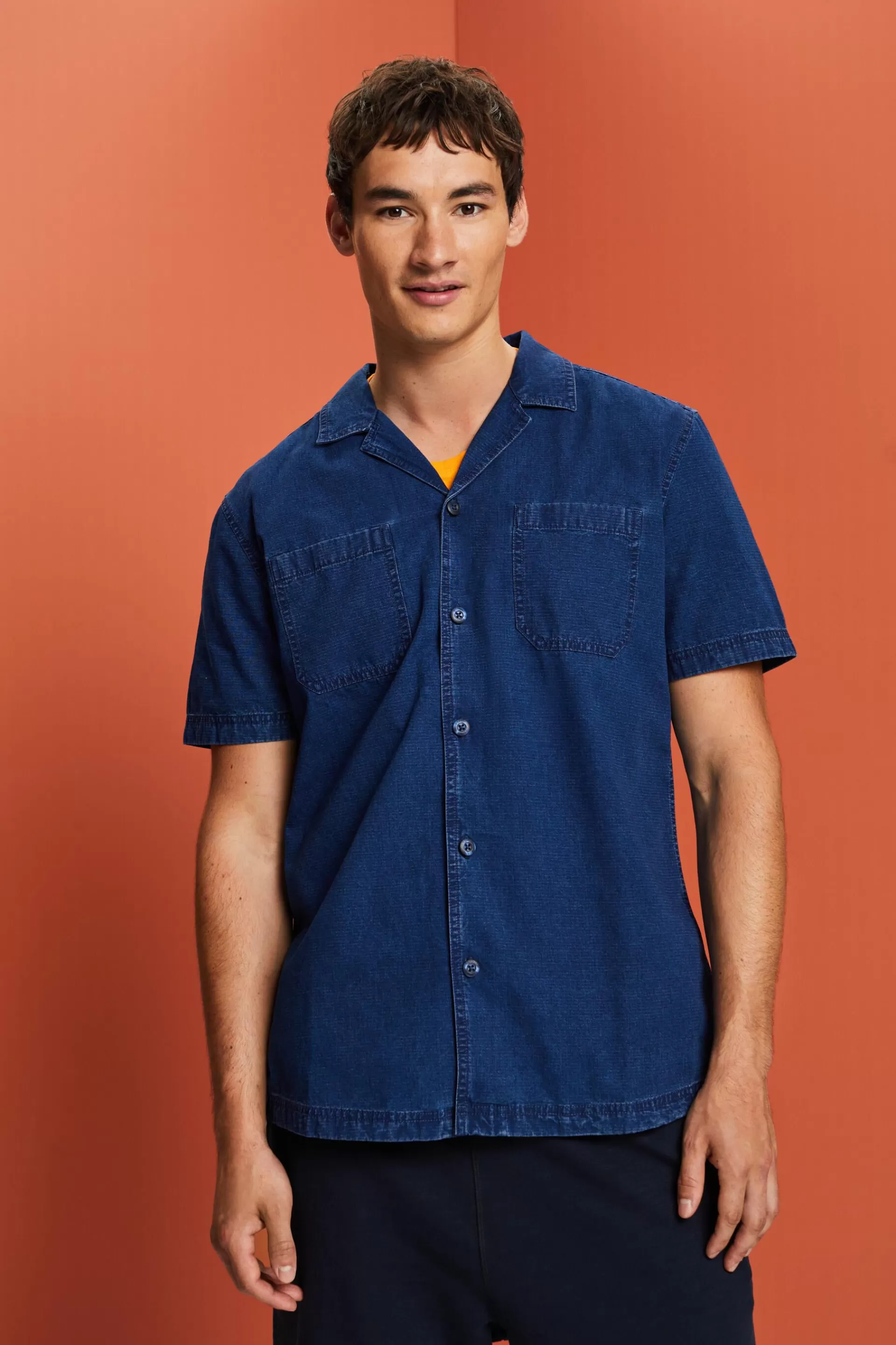 Kurzärmliges Jeanshemd, 100 % Baumwolle-ESPRIT Sale