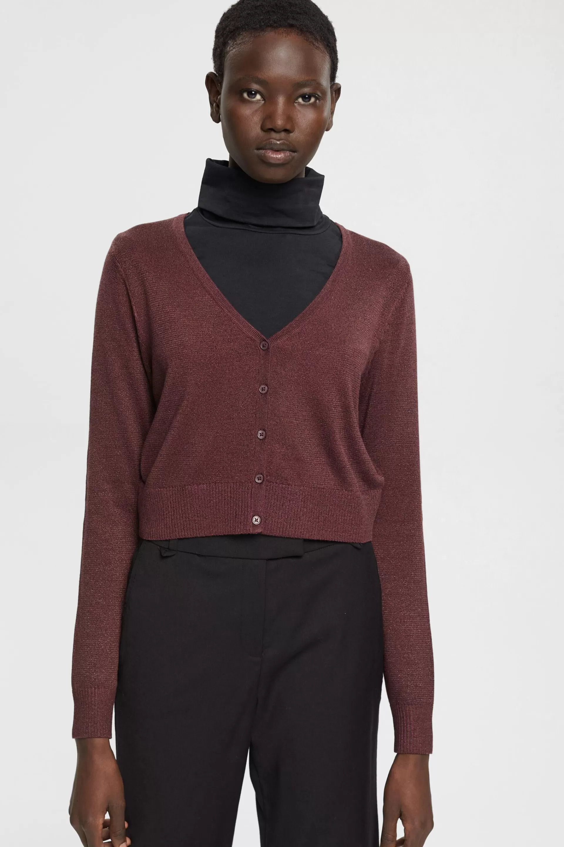 Kurzer Cardigan mit V-Ausschnitt und Glitzer-Effekt-ESPRIT Online