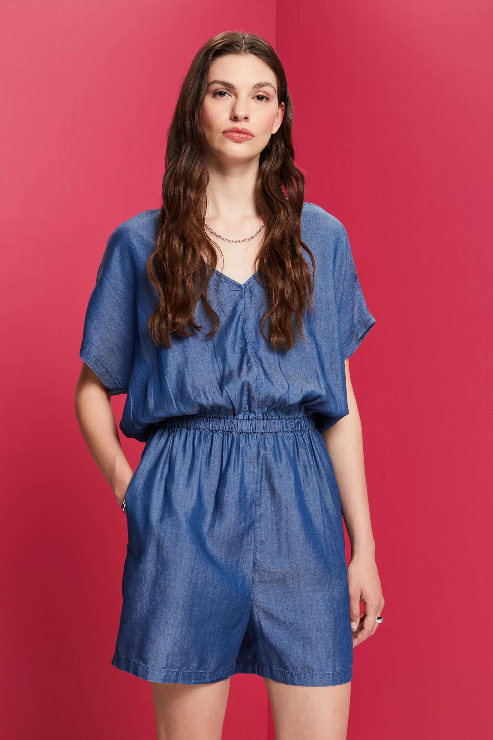 Kurzer Einteiler in Jeans-Optik, TENCEL™-ESPRIT Cheap