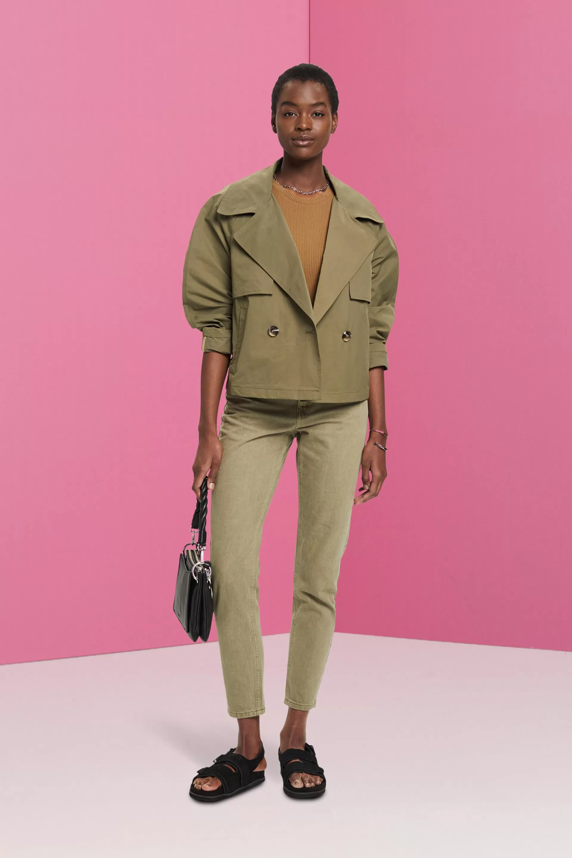 Kurzer zweireihiger Trenchcoat-ESPRIT Outlet
