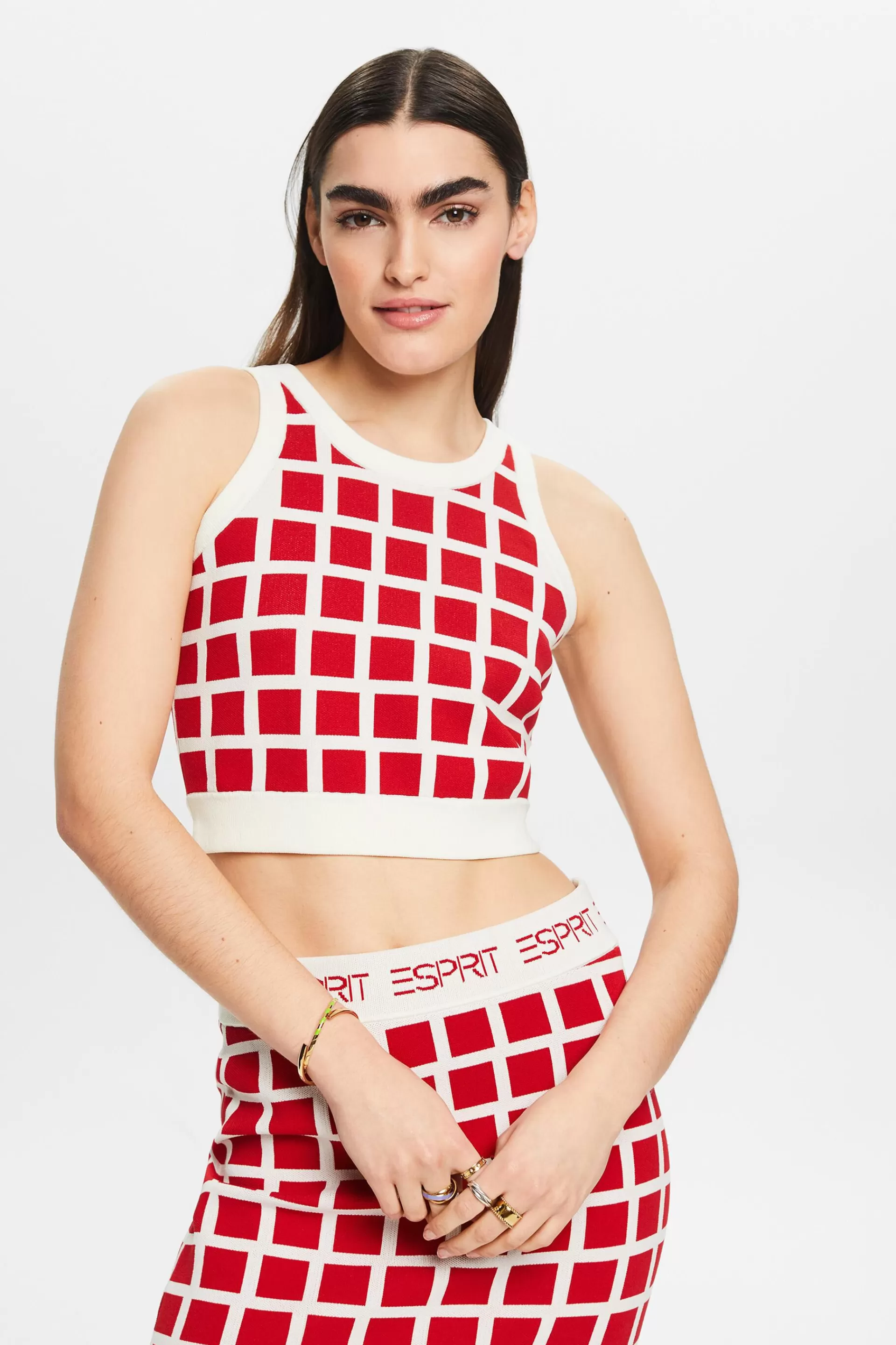 Kurzes Pullover-Tanktop im Jacquard-Design-ESPRIT Discount