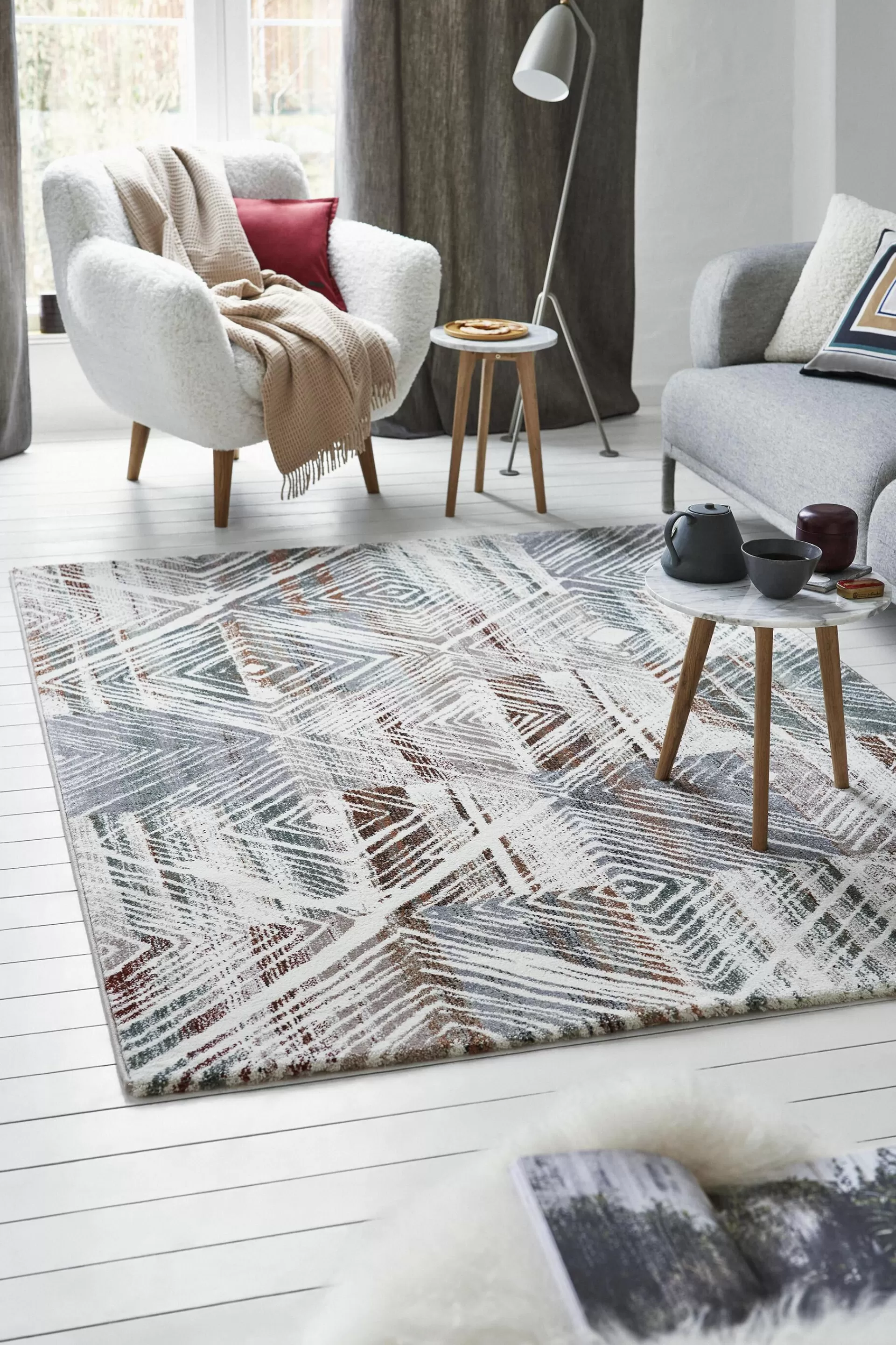 Kurzflor-Teppich mit geometrischem Muster-ESPRIT Shop