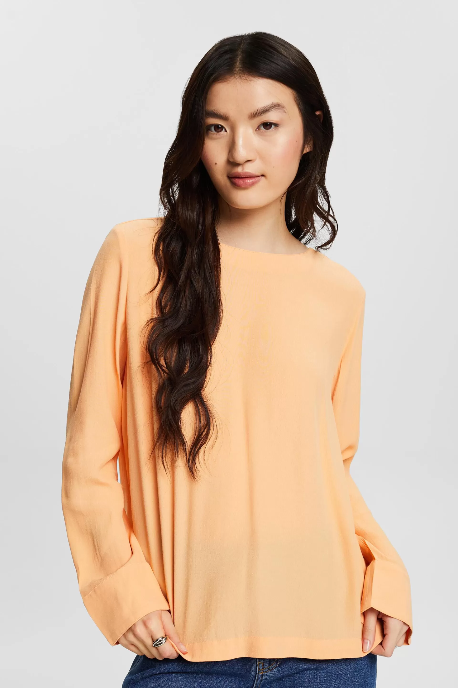 Langärmlige Crêpebluse-ESPRIT Discount