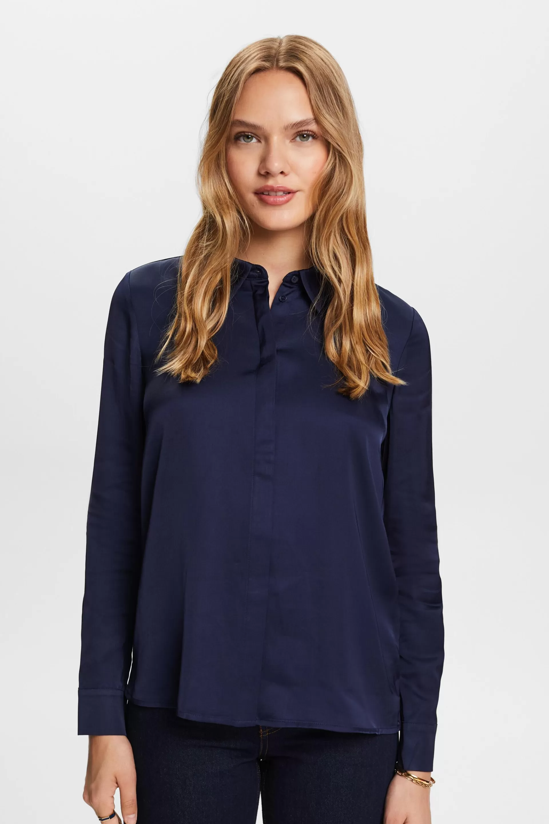 Langärmlige Satinbluse-ESPRIT Cheap