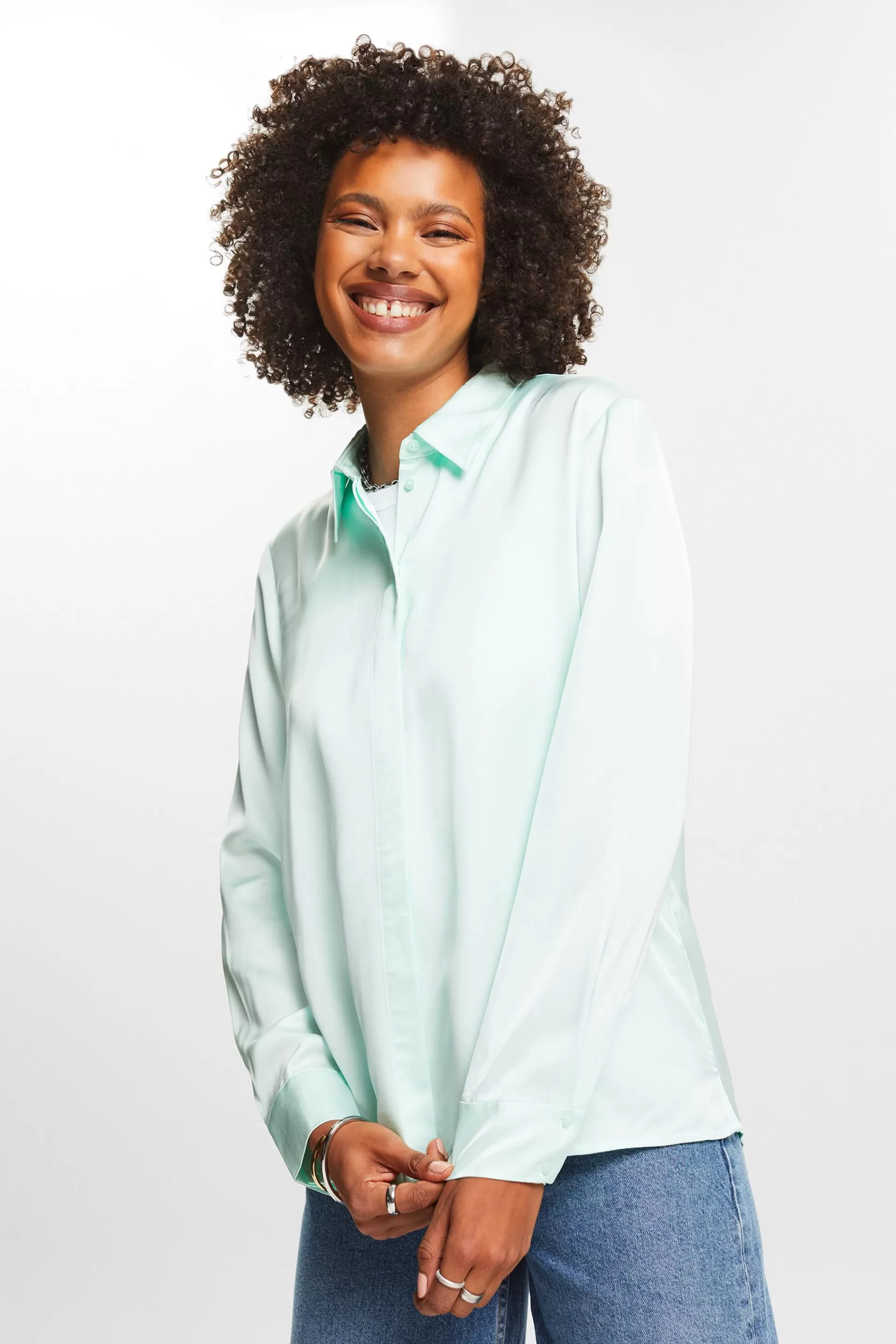 Langärmlige Satinbluse-ESPRIT Sale