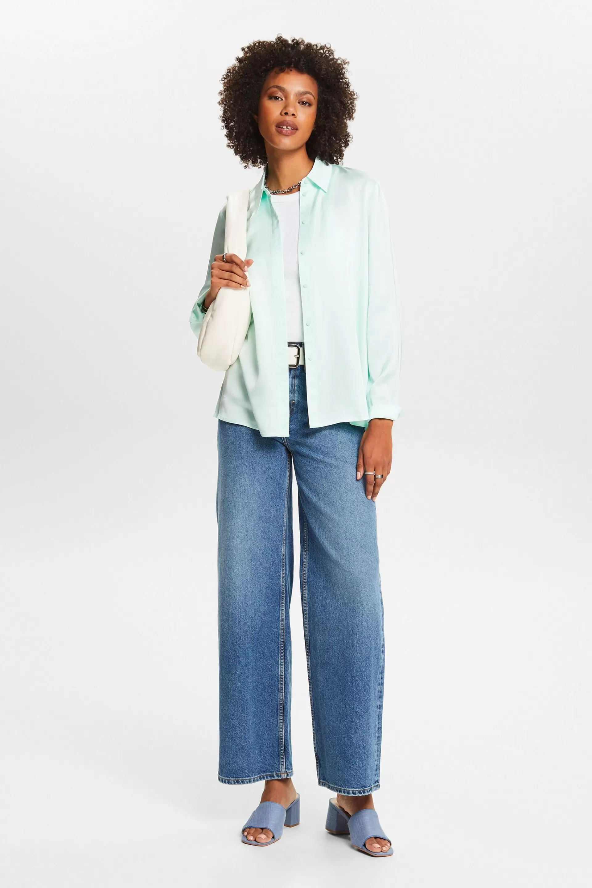 Langärmlige Satinbluse-ESPRIT Sale