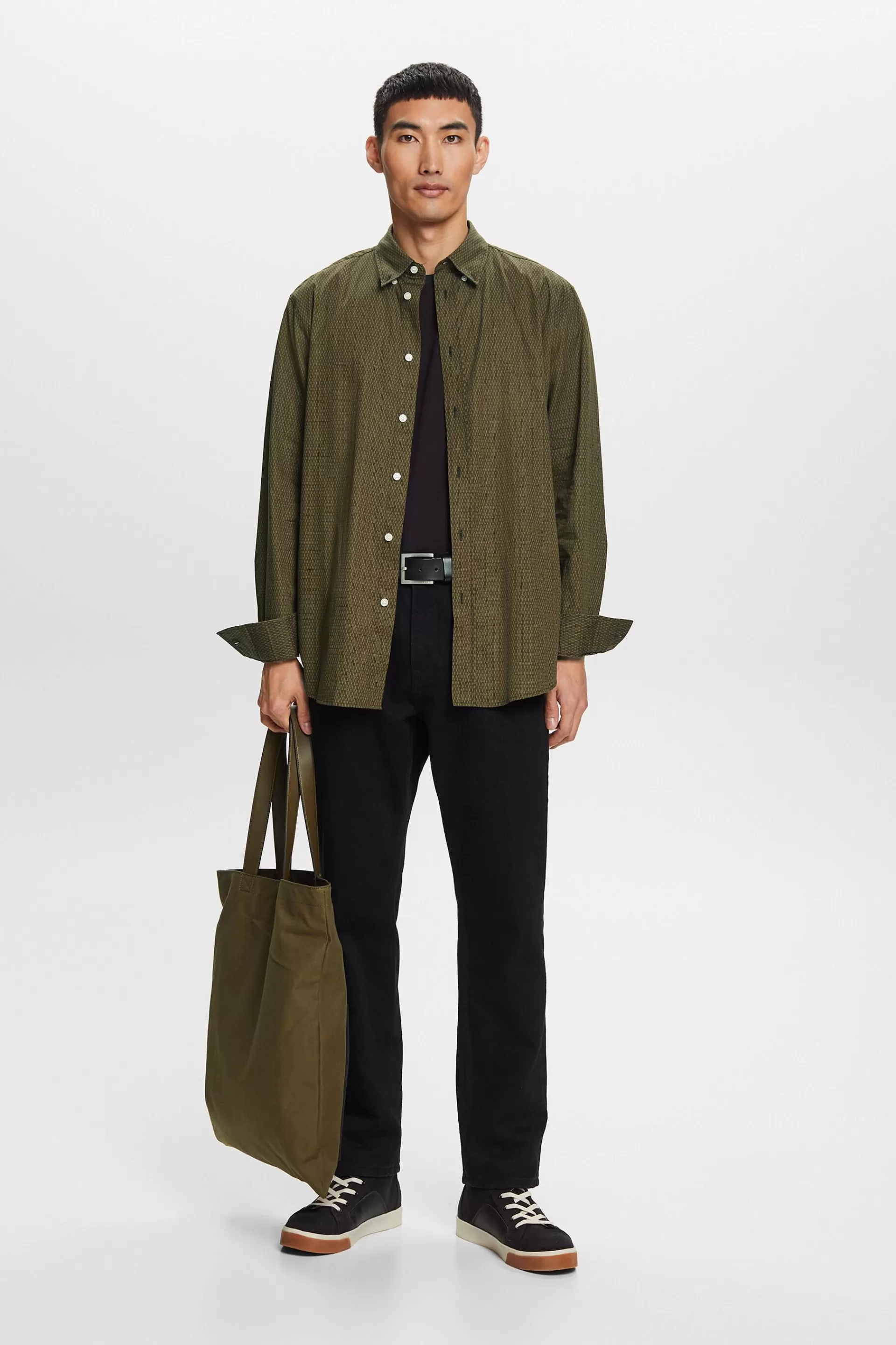 Locker geschnittenes Baumwollhemd mit Print-ESPRIT New