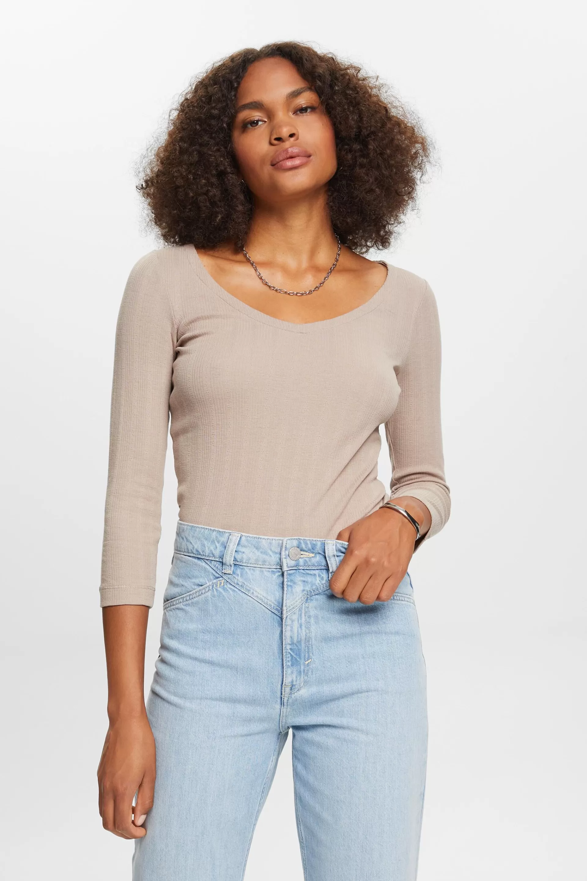 Longsleeve im Pointelle-Design-ESPRIT Discount