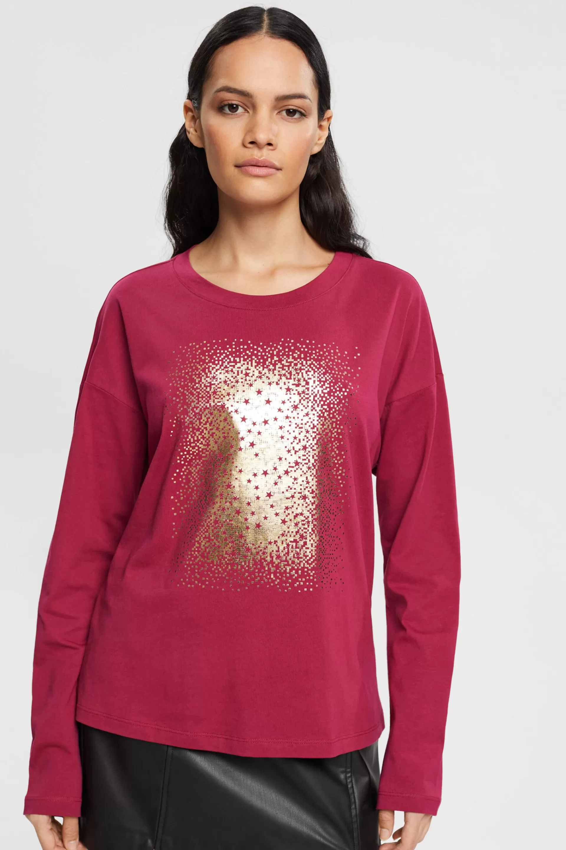 Longsleeve mit Metallic-Print-ESPRIT Hot