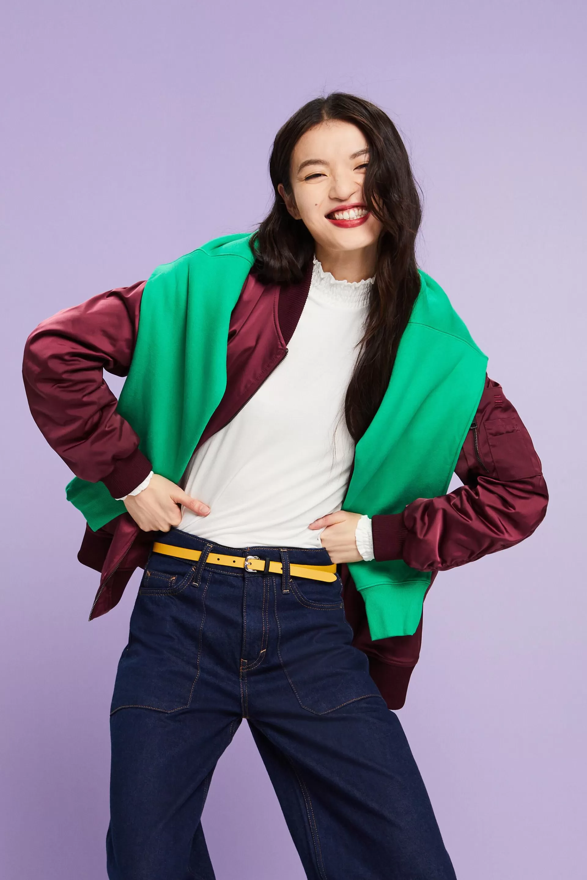 Longsleeve mit Smok-Details, LENZING™ ECOVERO™-ESPRIT Clearance