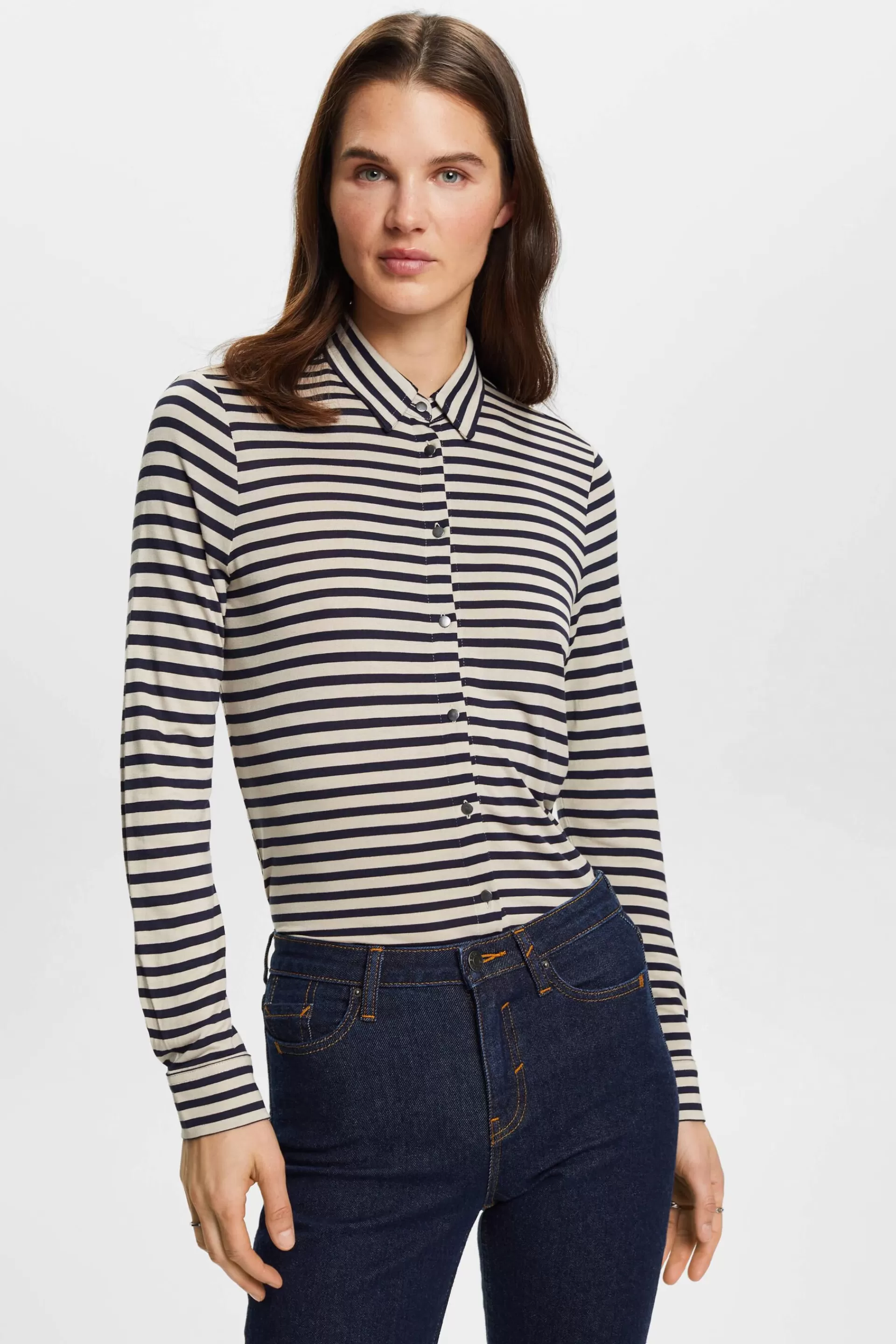 Longsleeve mit Streifen und Knöpfen-ESPRIT Cheap