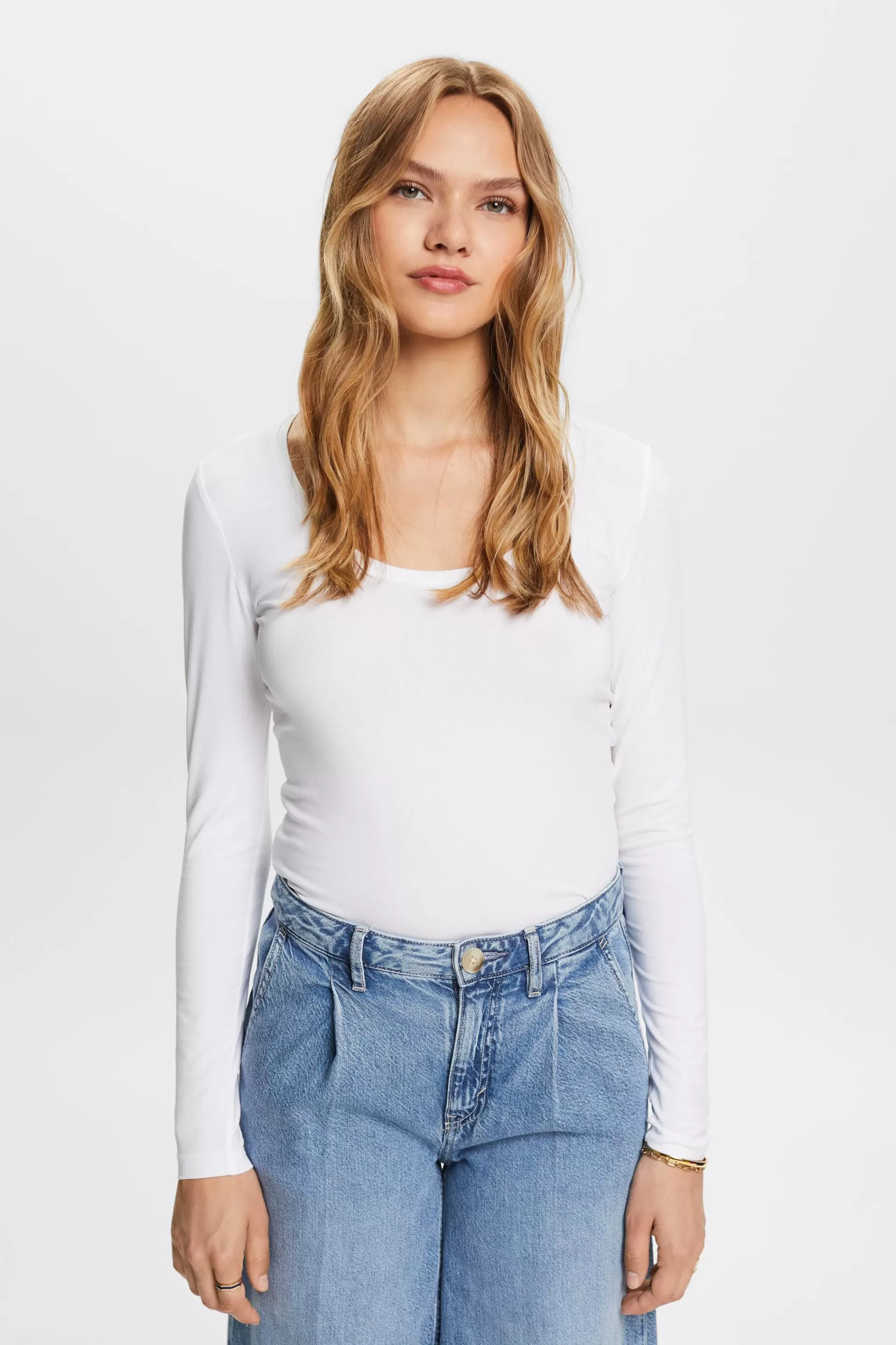 Longsleeve mit weitem Rundhalsausschnitt-ESPRIT Store
