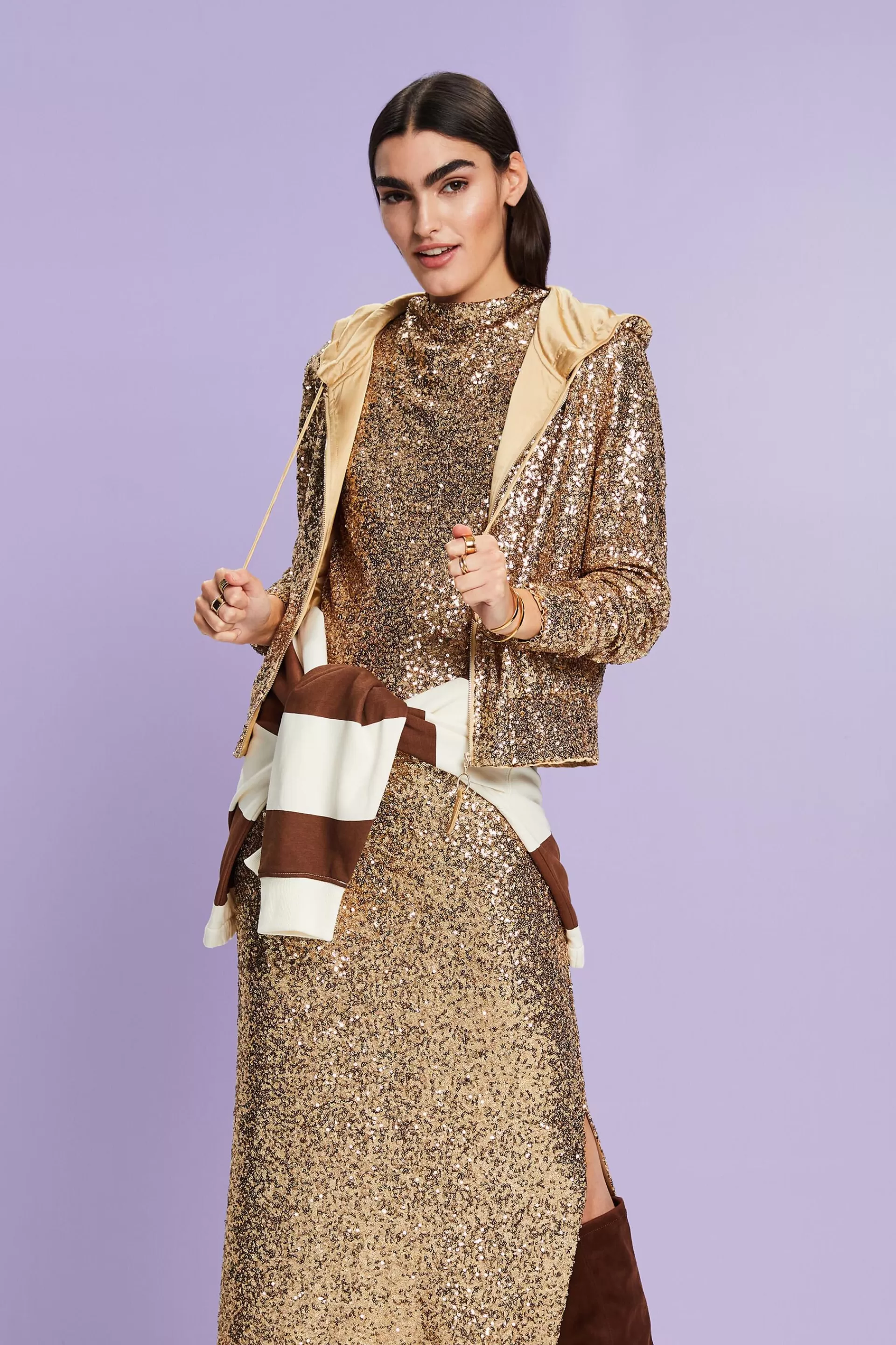 Maxikleid mit Pailletten-ESPRIT New