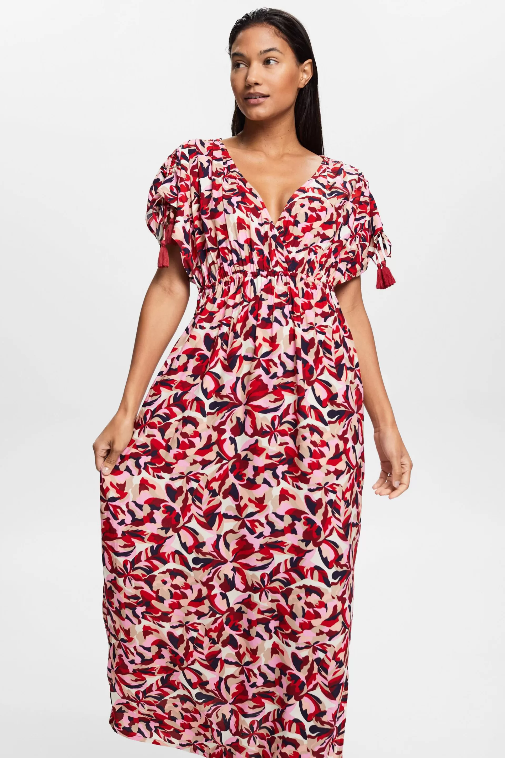 Maxi-Strandkleid mit floralem Muster-ESPRIT Fashion