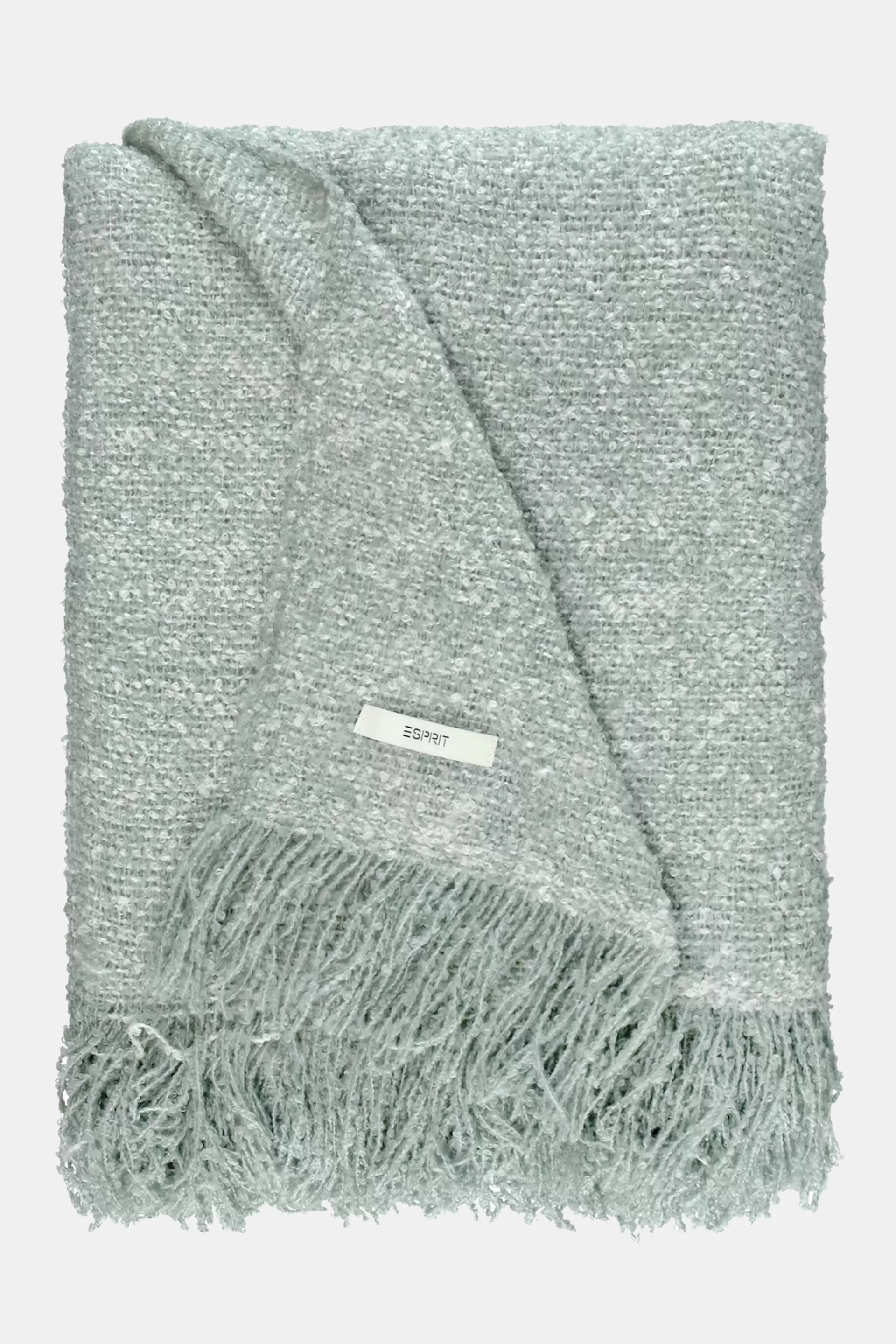 Melierte Decke aus Bouclé mit Fransen-ESPRIT Sale