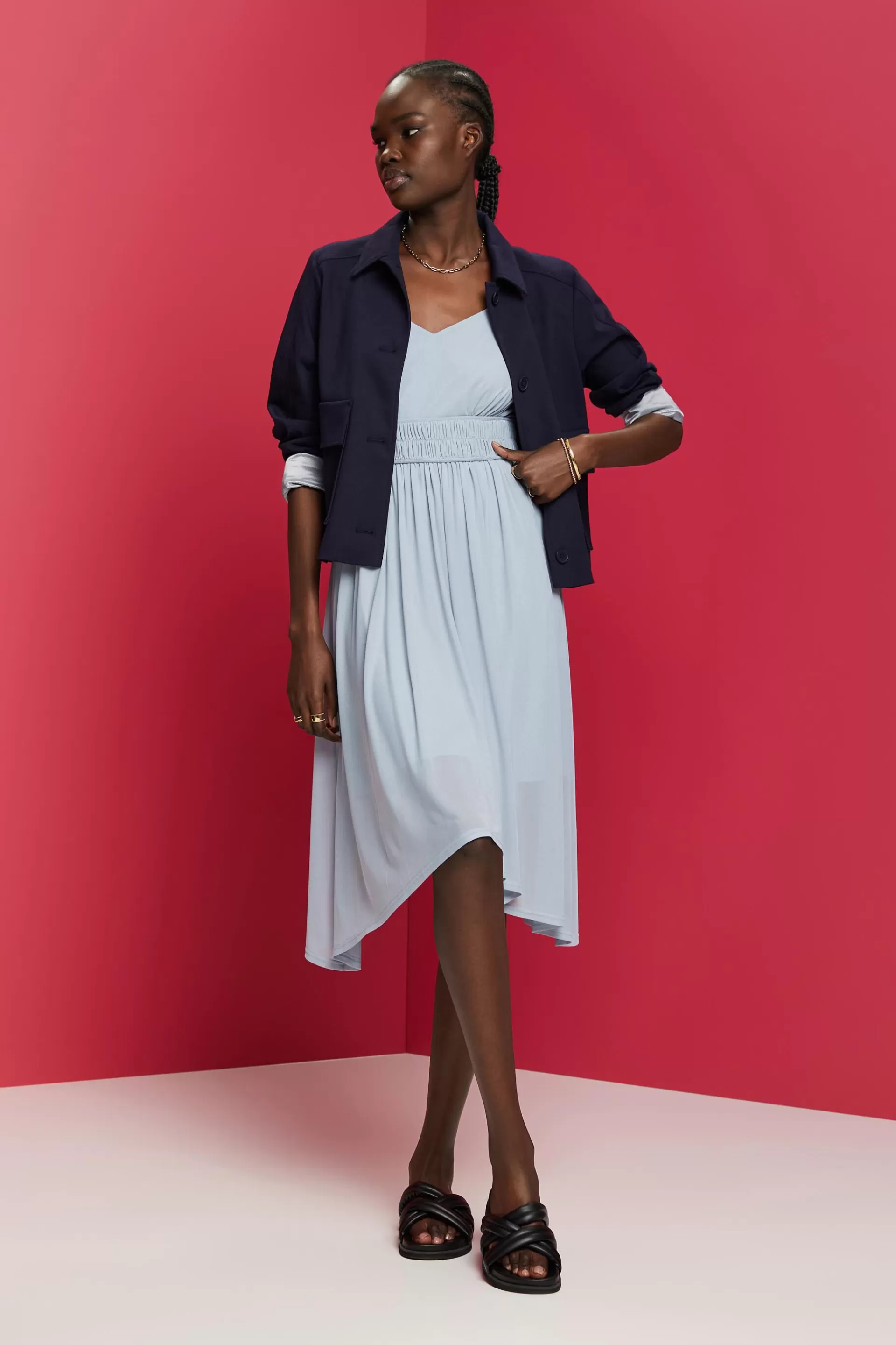 Meshkleid mit Elastikbündchen-ESPRIT Hot