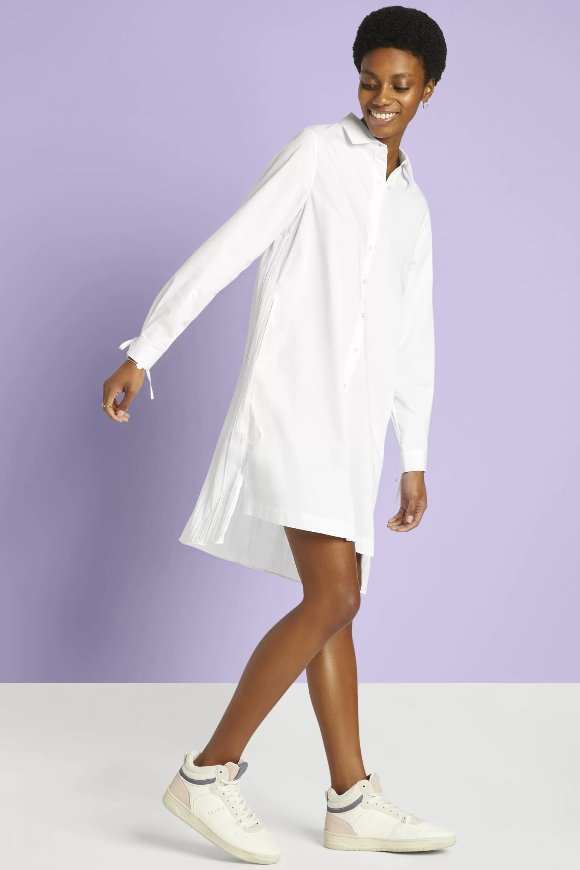 Midi-Hemdblusenkleid in Crinkle-Optik-ESPRIT Fashion