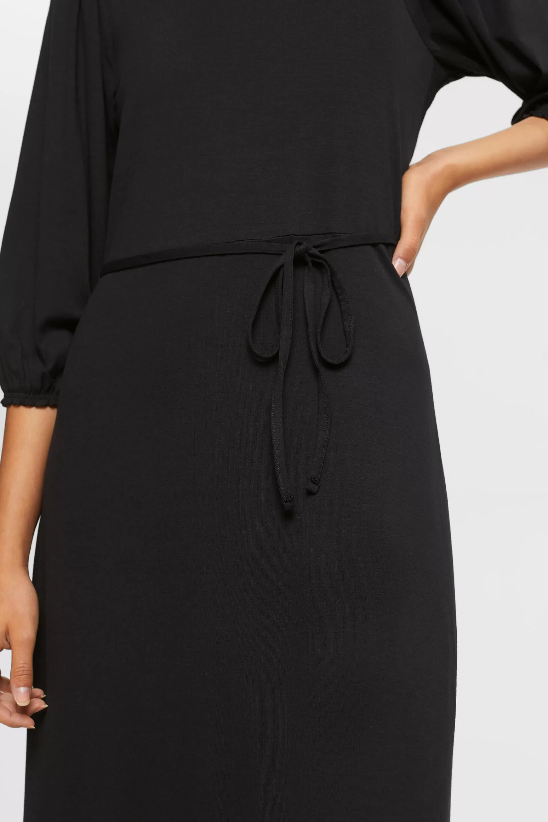 Midikleid aus Jersey mit Bindegürtel-ESPRIT Cheap