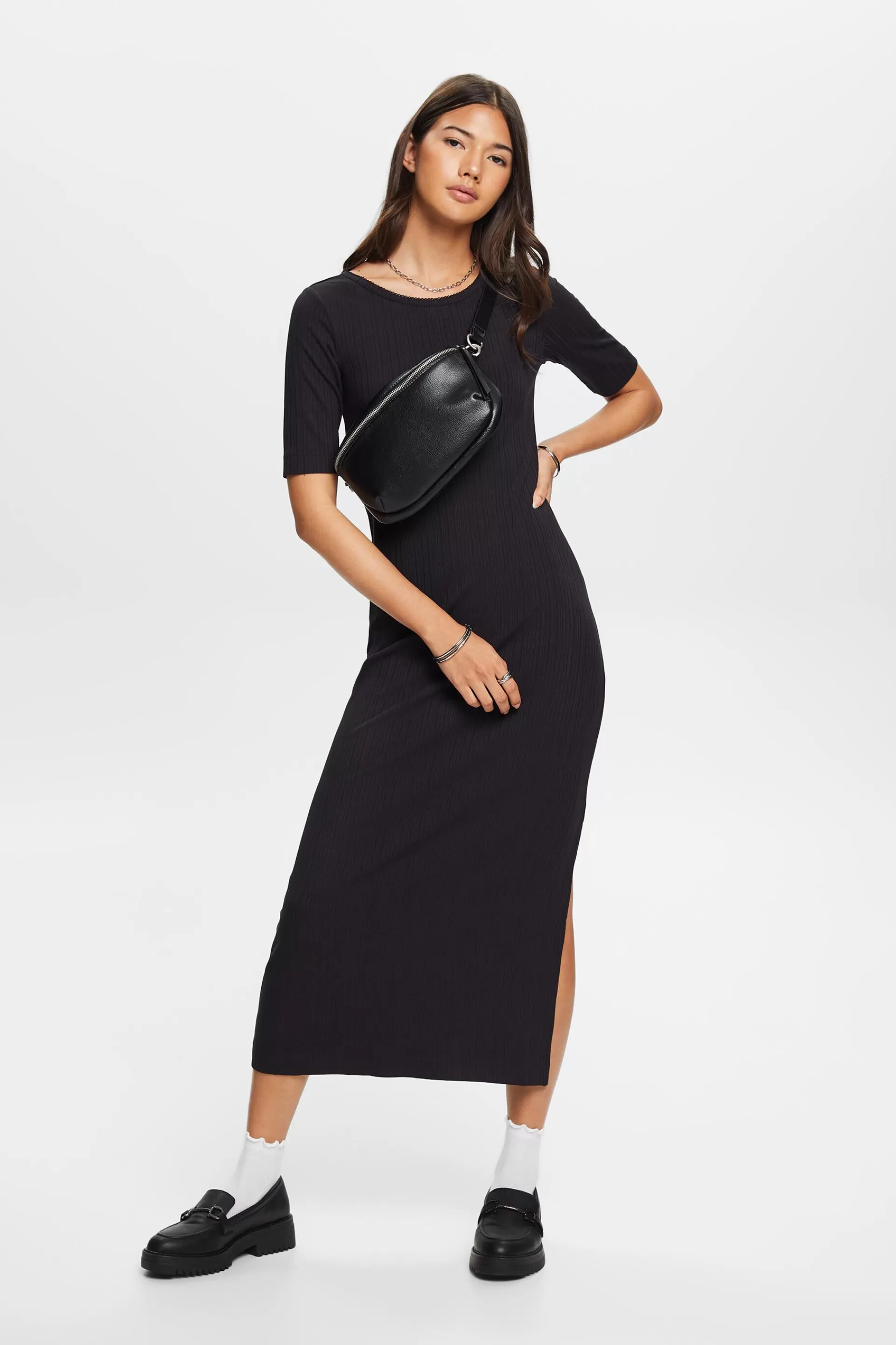 Midikleid aus Rippstrick-ESPRIT Sale