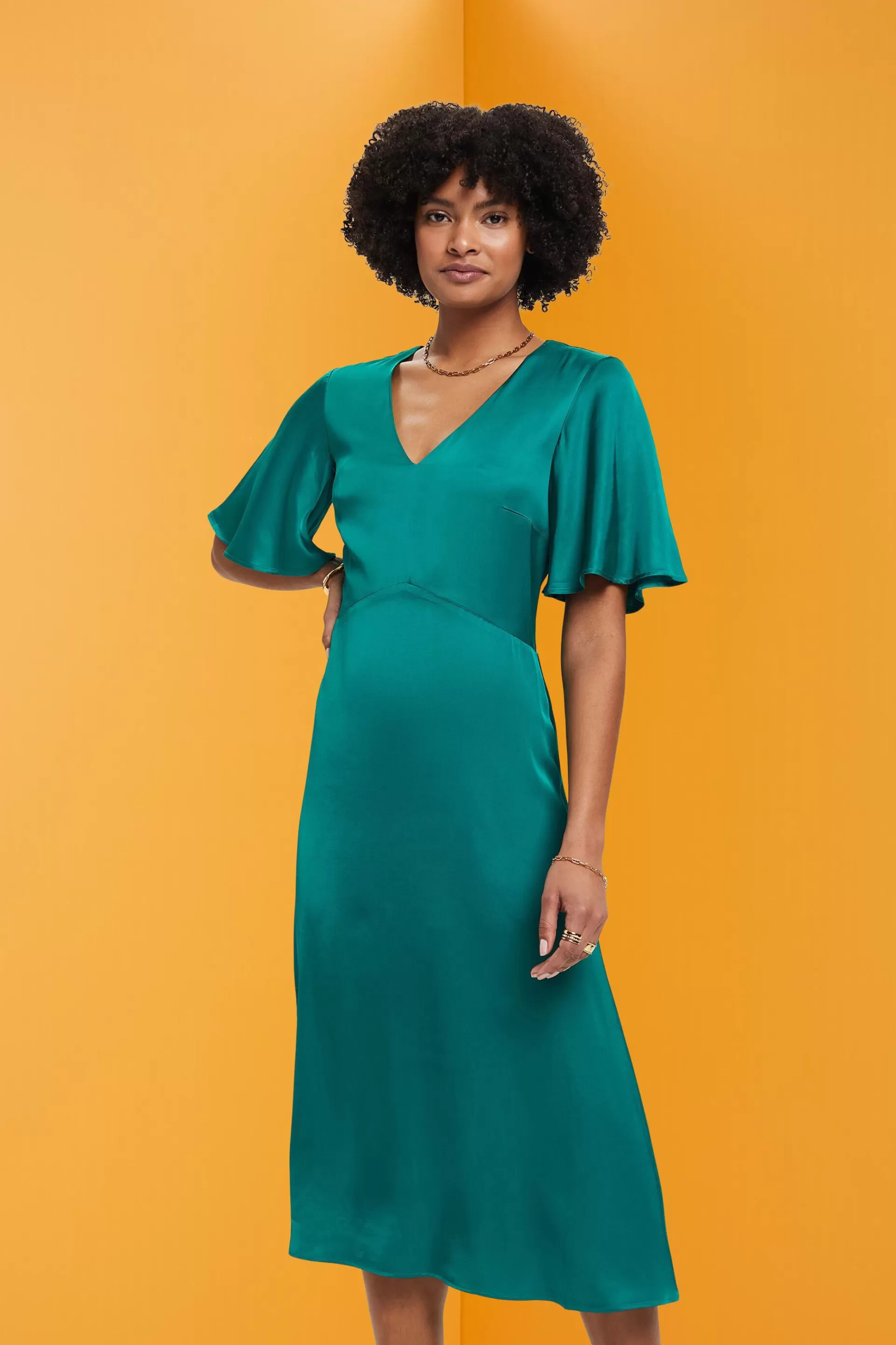 Midikleid aus Satin-ESPRIT Discount